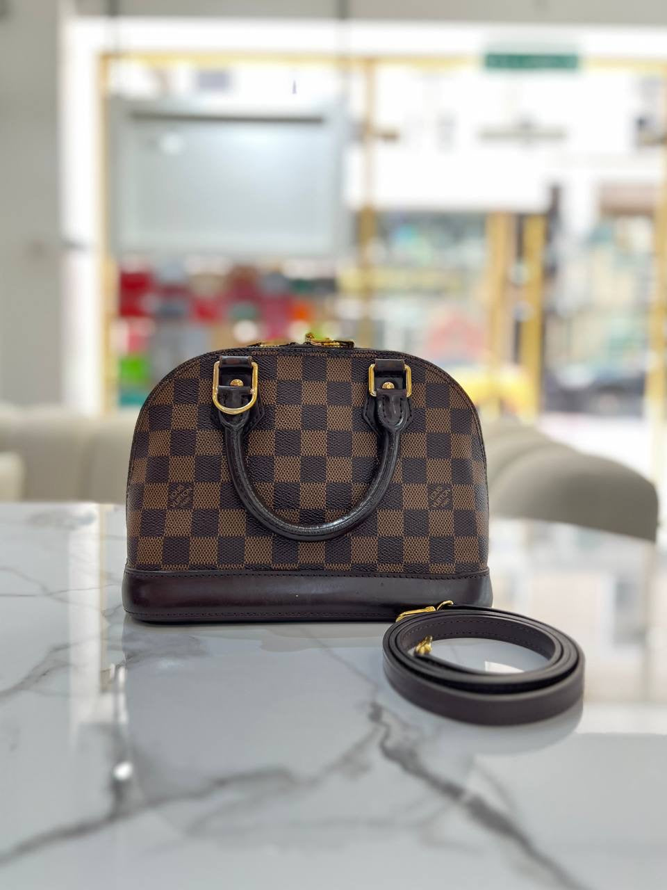 LOUIS VUITTON LV Damier Ebene Alma BB For Women Shoulder Bag