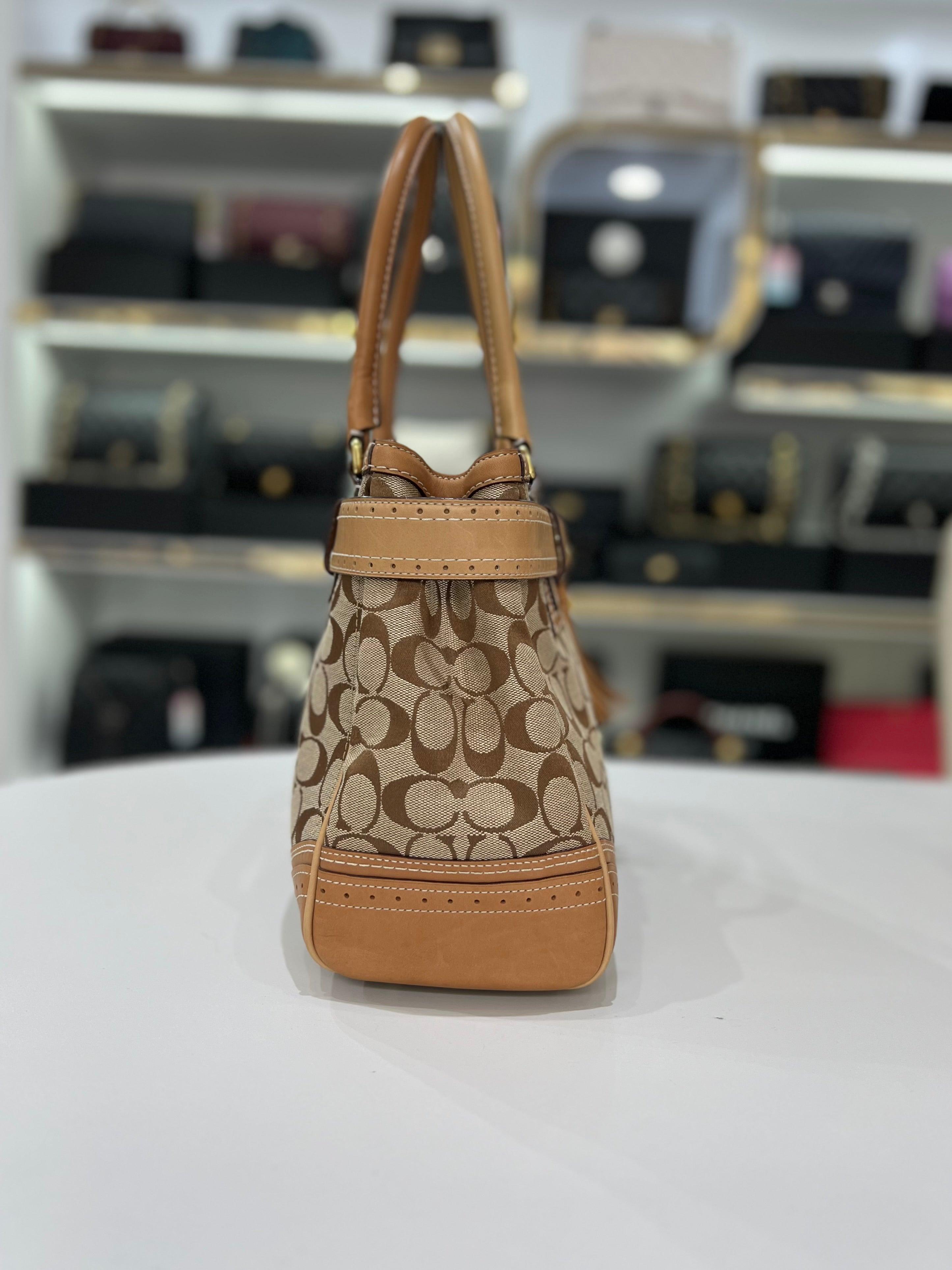 COACH Fabric Brown Leather Shoulderbag For Women - Reeluxs 