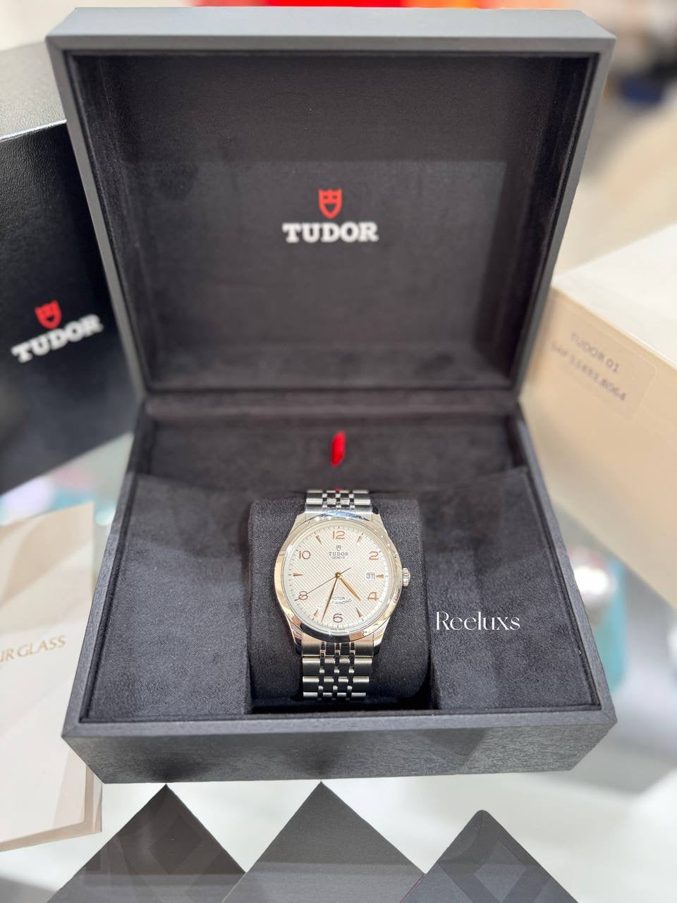 TUDOR 1962 41 mm Steel Watch With An Opaline/Silver Embossed Dial And A Steel Bracelet