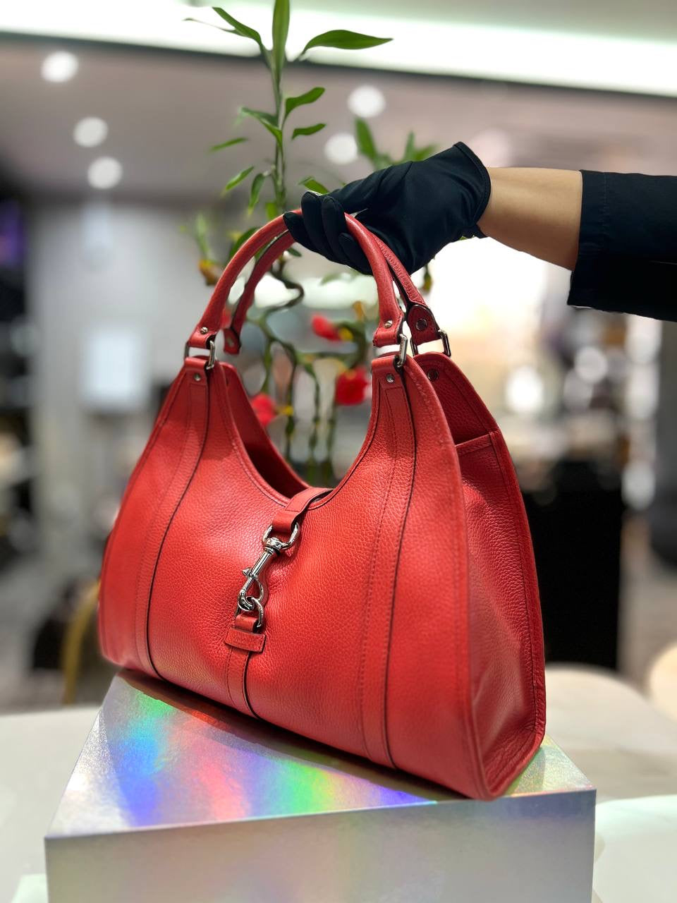 GUCCI Calfskin Medium Joy Shoulder Bag Red