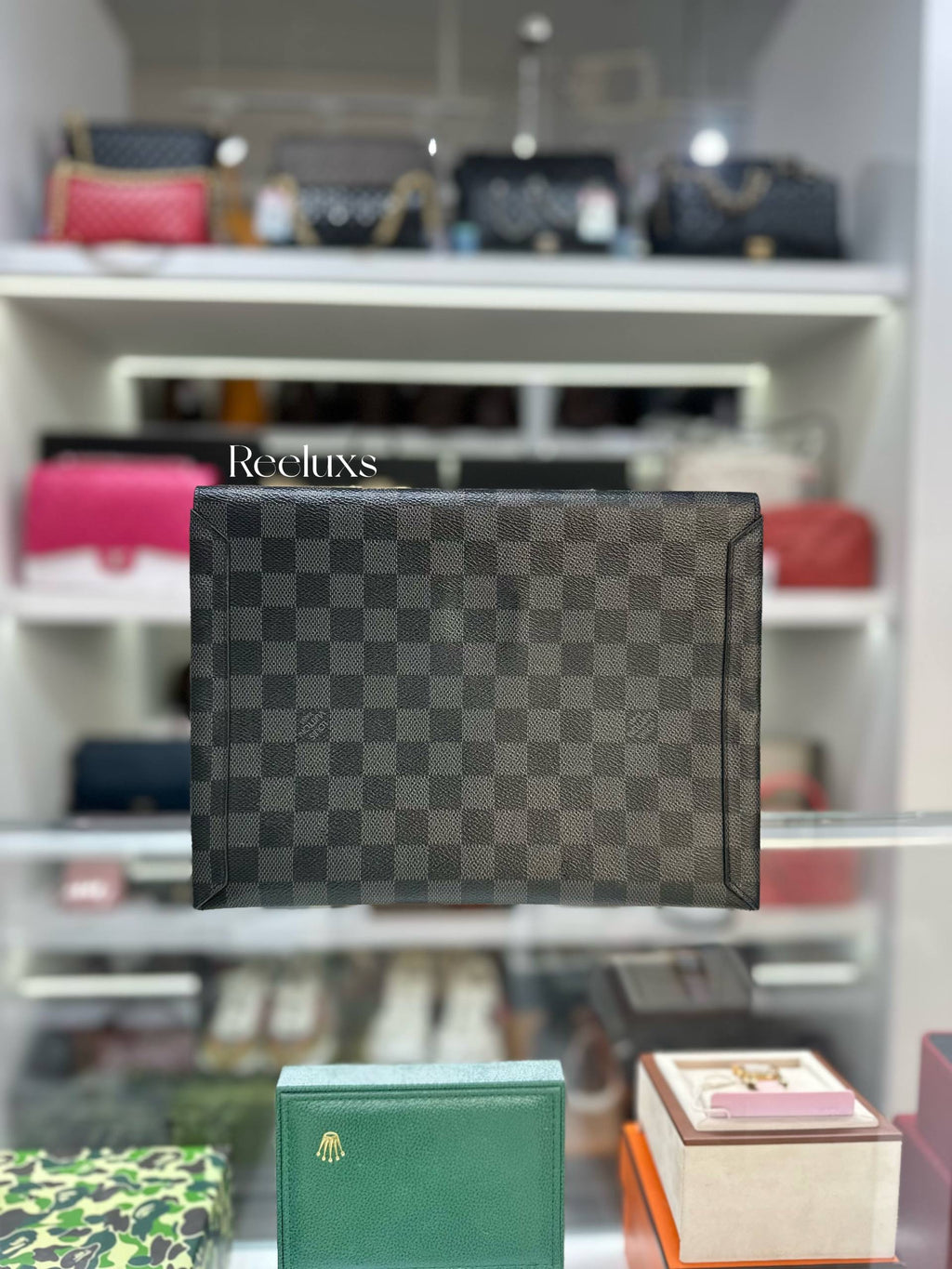 LOUIS VUITTON Damier Graphite Canvas Alpha Pochette GM Clutch