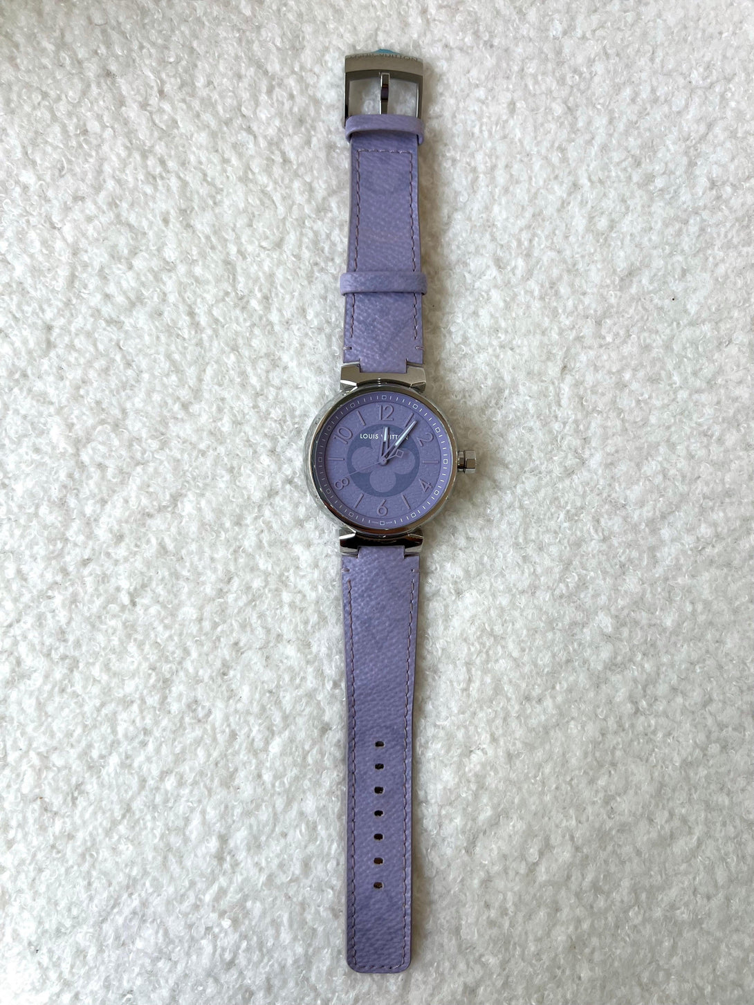 Louis Vuitton Stainless Steel Monogram Tambour Quartz Watch Lilac - Reeluxs 