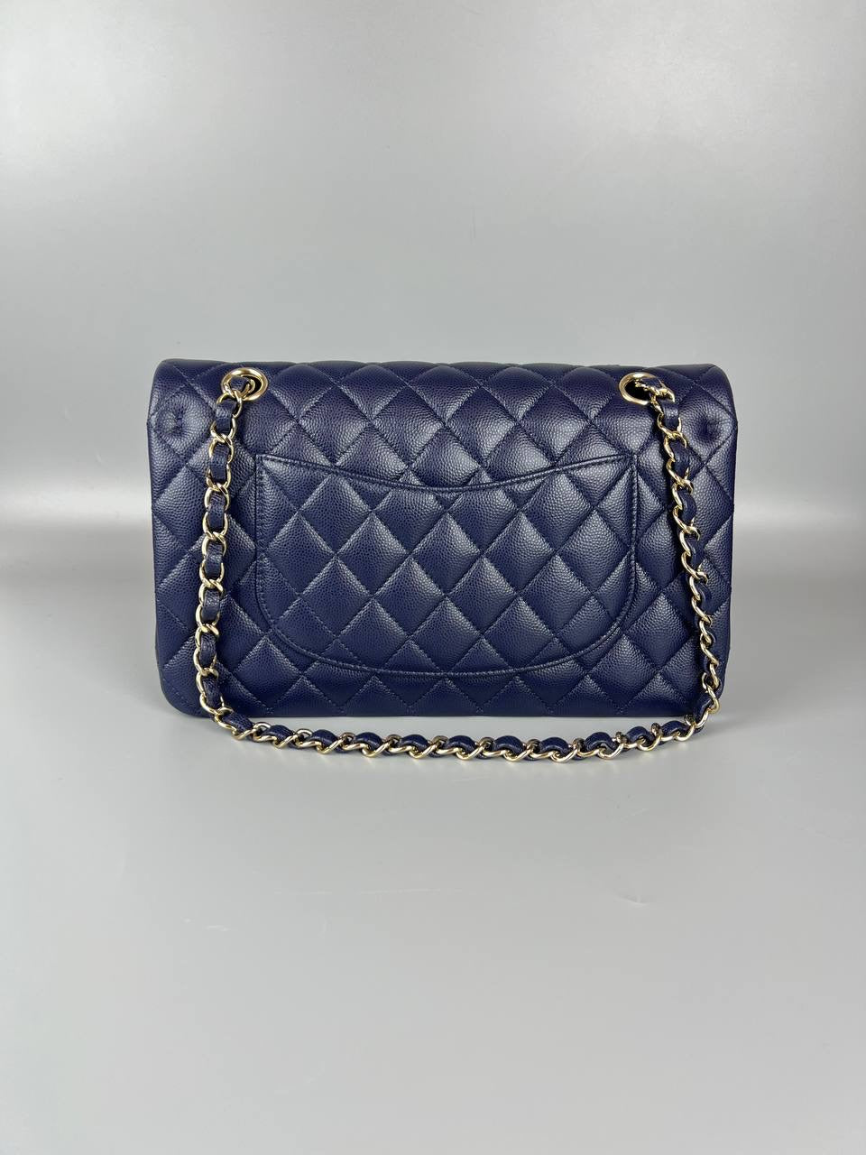 CHANEL caviar Medium Classic Double Flap Bag 24K GHW Mirco chip FullSet