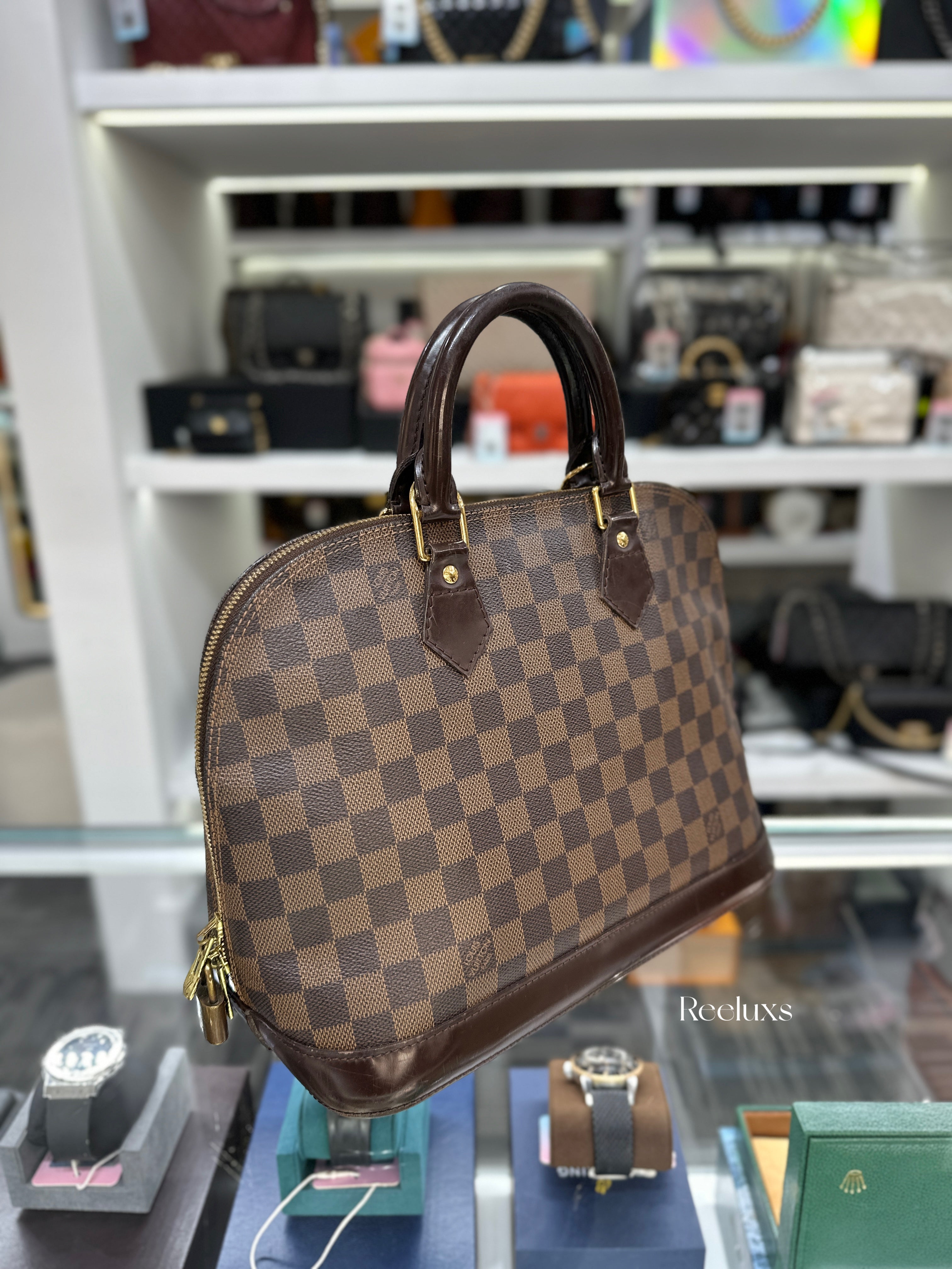 LOUIS VUITTON LV Alma PM Handbag Damier Ebene Canvas