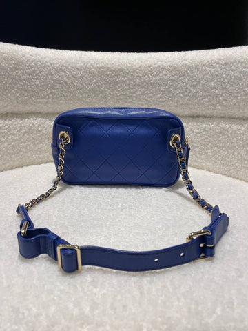 CHANEL Calfskin Casual Trip Waist Bag Blue