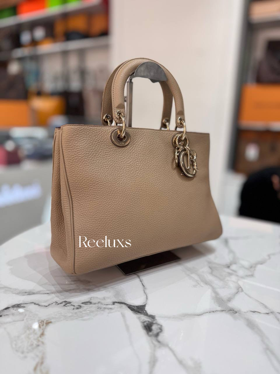 CHRISTIAN DIOR Diorissimo Medium Beige Leather