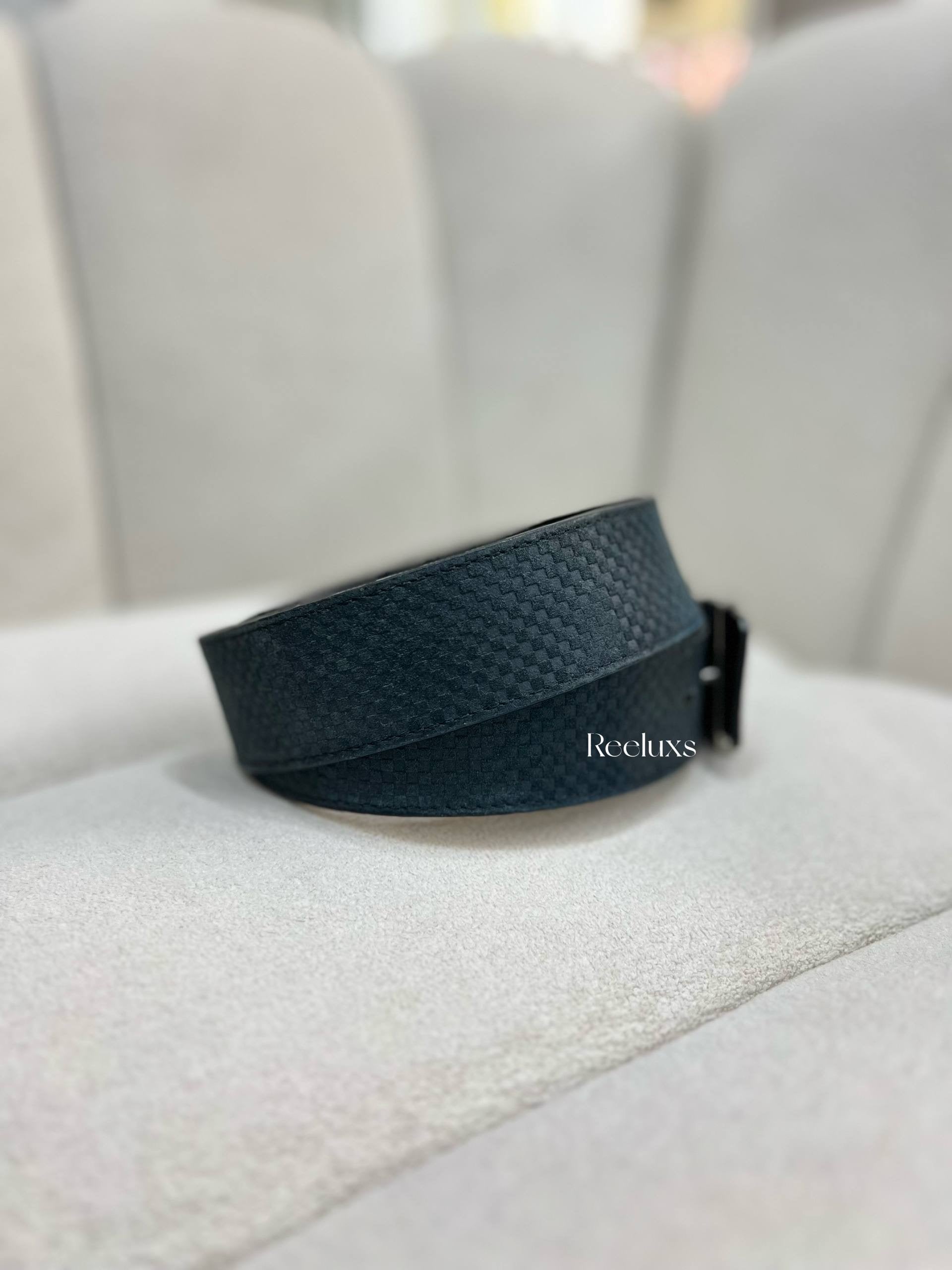 LOUIS VUITTON LV Initiales Silver Buckle Reversible Belt In Damier Graphite