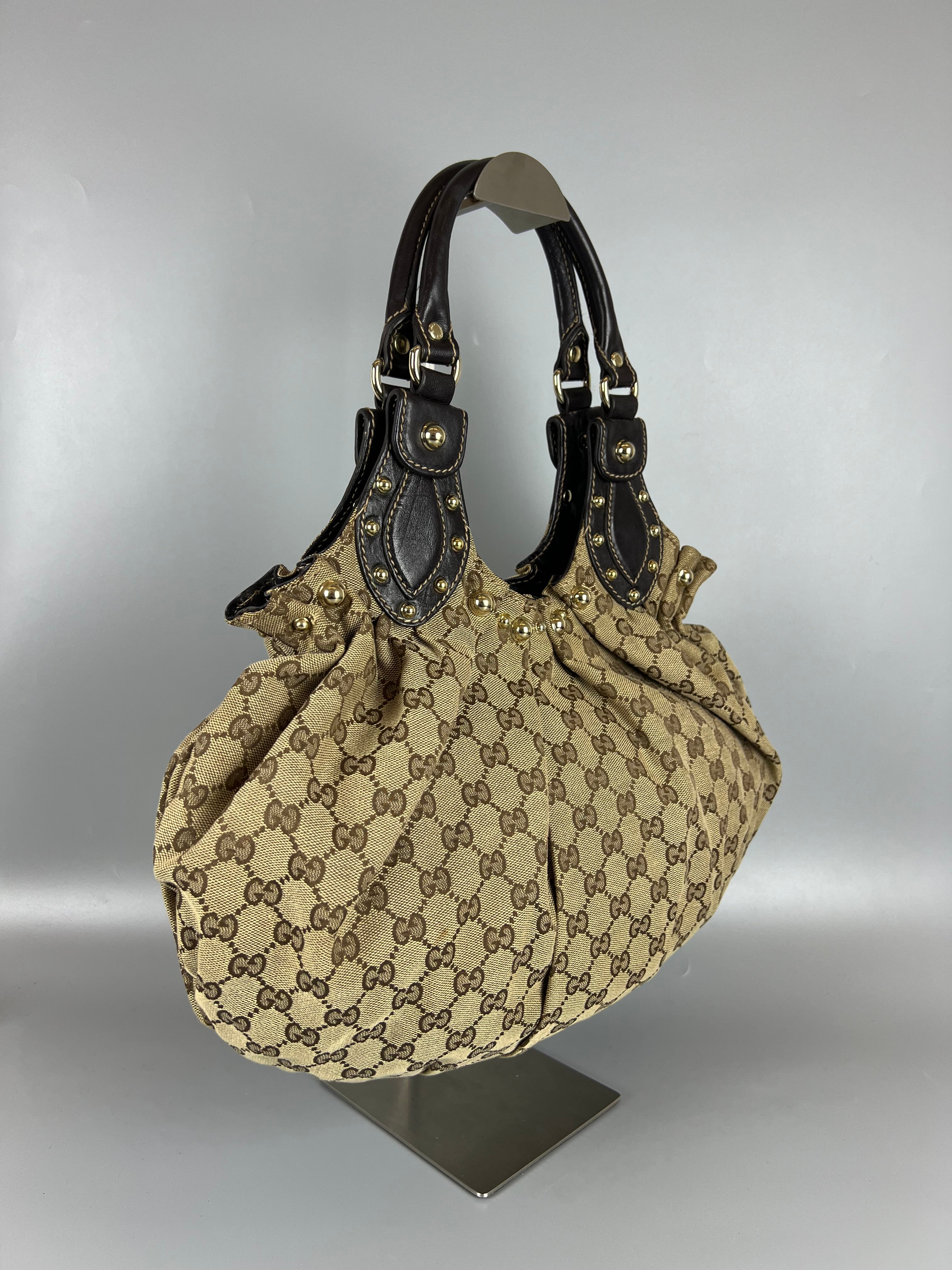 GUCCI GG Canvas Studded Pelam Medium Handbag