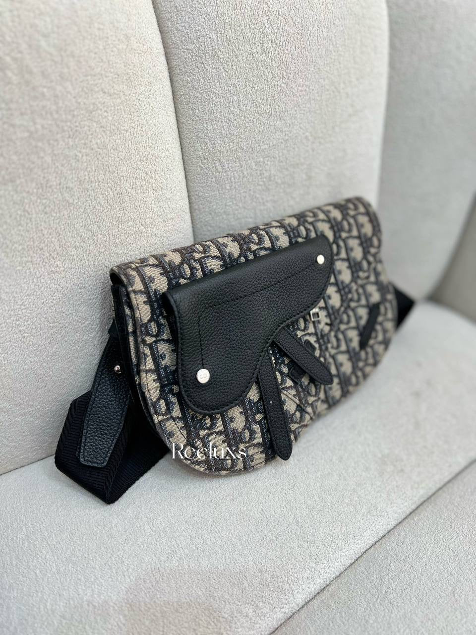 CHRISTIAN DIOR Saddle Oblique Jacquard Canvas Messenger Bag