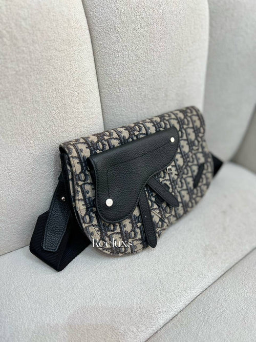 CHRISTIAN DIOR Saddle Oblique Jacquard Canvas Messenger Bag