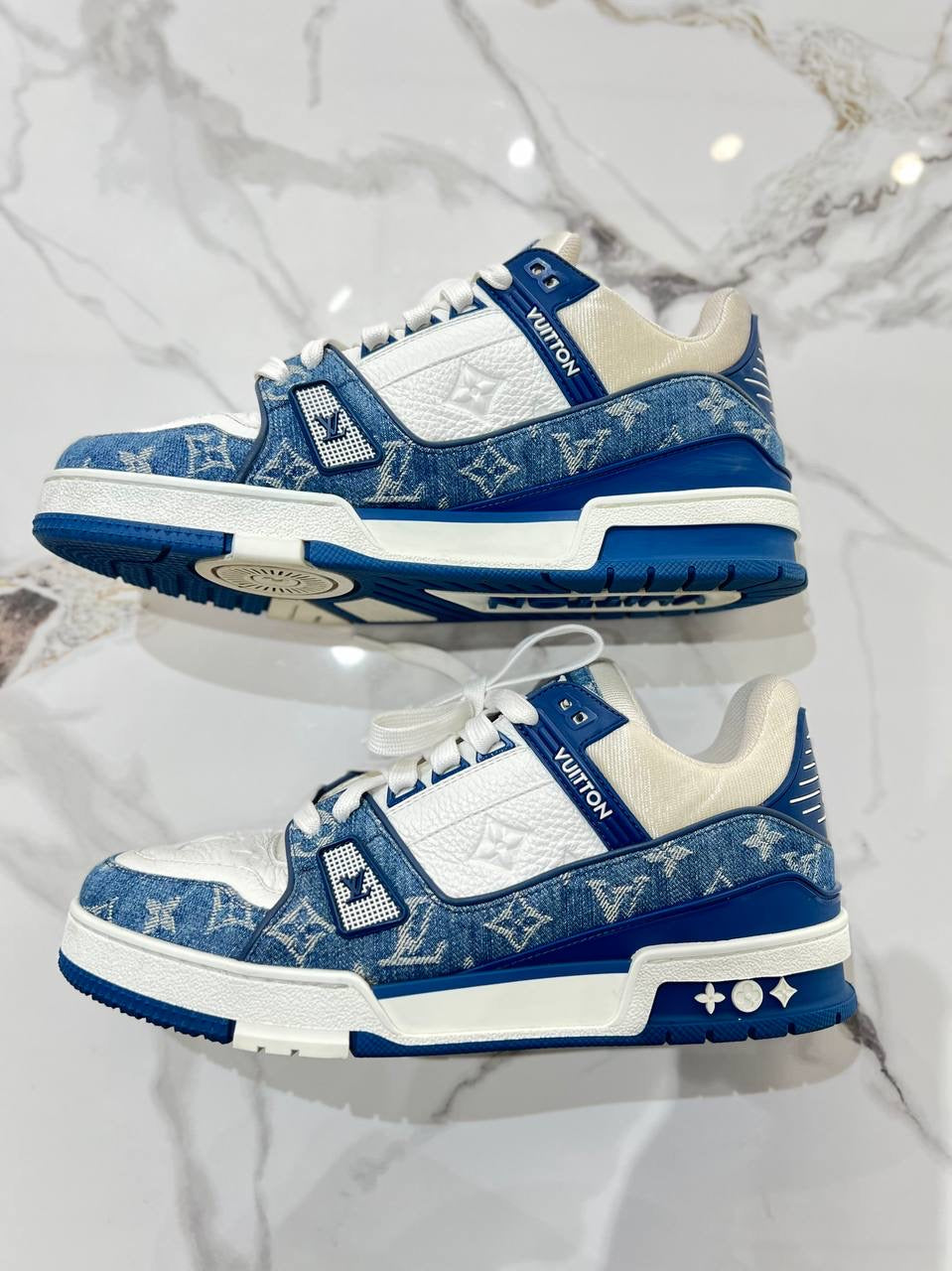 Louis Vuitton LV Trainer Sneaker Denim Blue Shoe size 7 1/2
