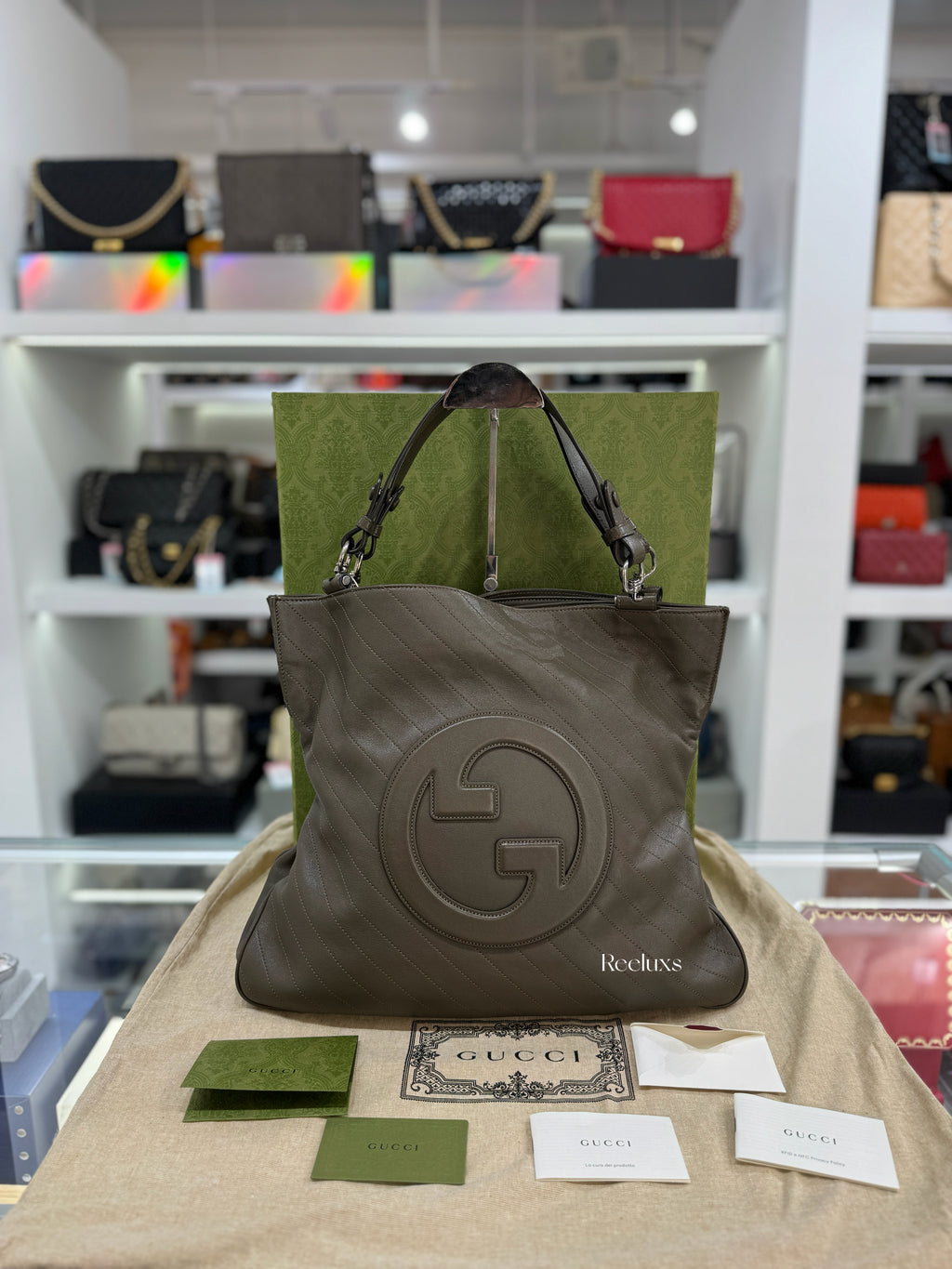 GUCCI Blondie Medium Tote  Bag Brown