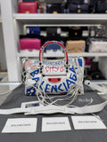 BALENCIAGA White Leather Graffiti City Handbag