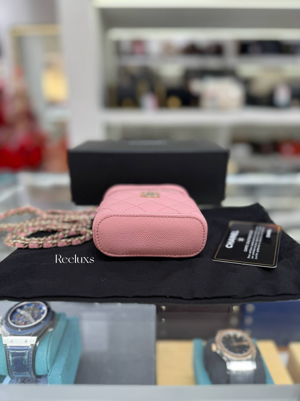 Full Set CHANEL 22C Sakura Pink Top Handle Mini Vanity Bag