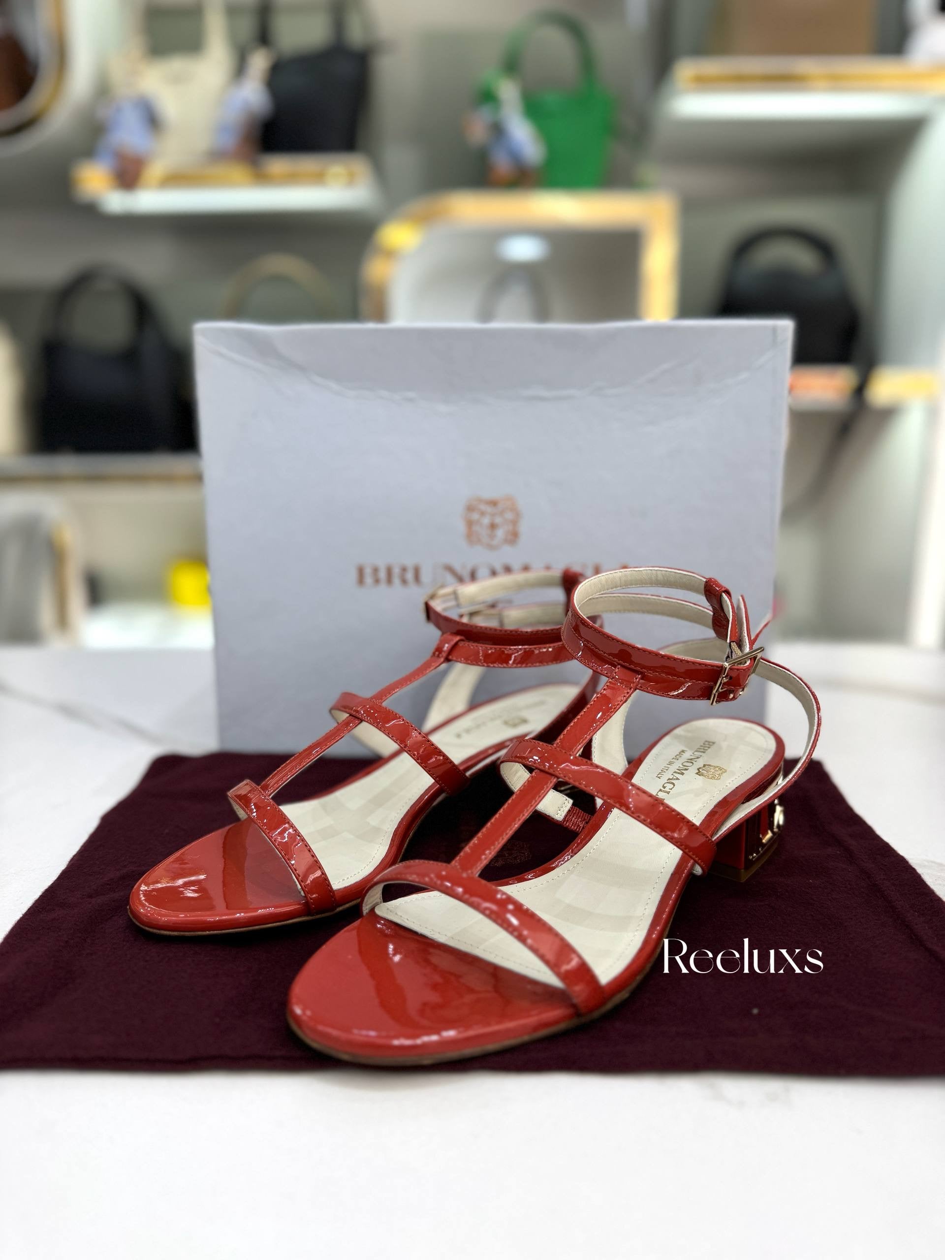 BRUNO MAGLI Red Patent Leather Strappy High-heel Sandals