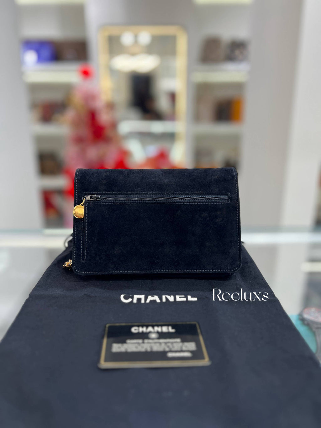 CHANEL Vintage Suede CC Flap Shoulder Bag