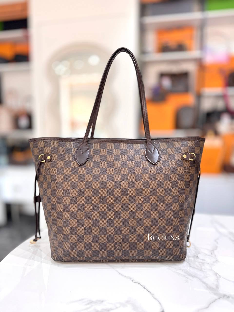 LOUIS VUITTON Neverfull MM Damier Ebene Canvas Tote Bag