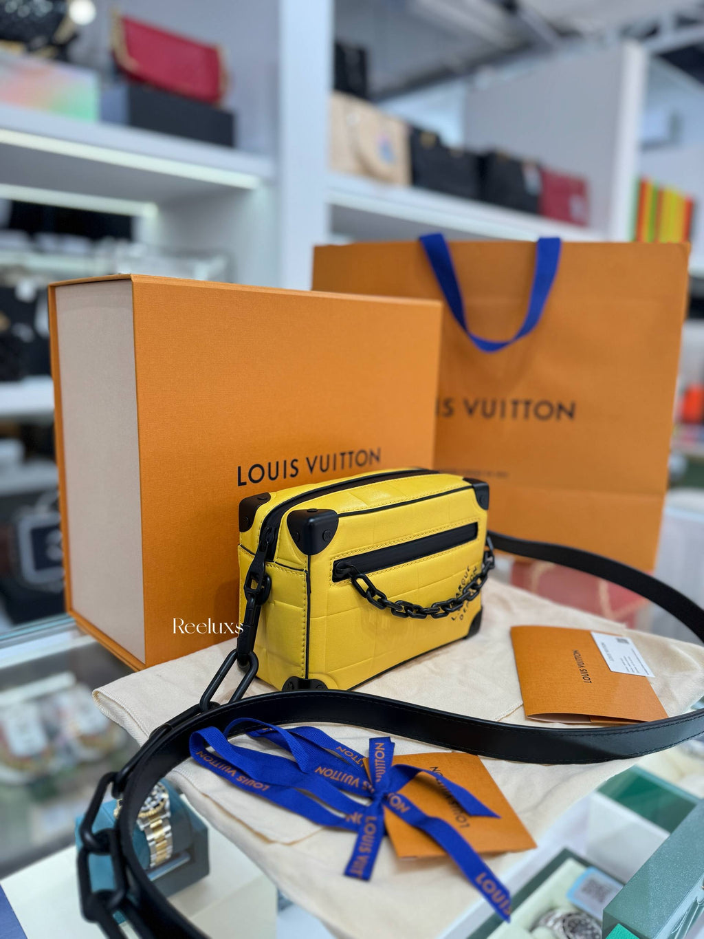 Full Set LOUIS VUITTON Mini Soft Trunk Yellow Damier Scuba Neoprene Pharrell Williams