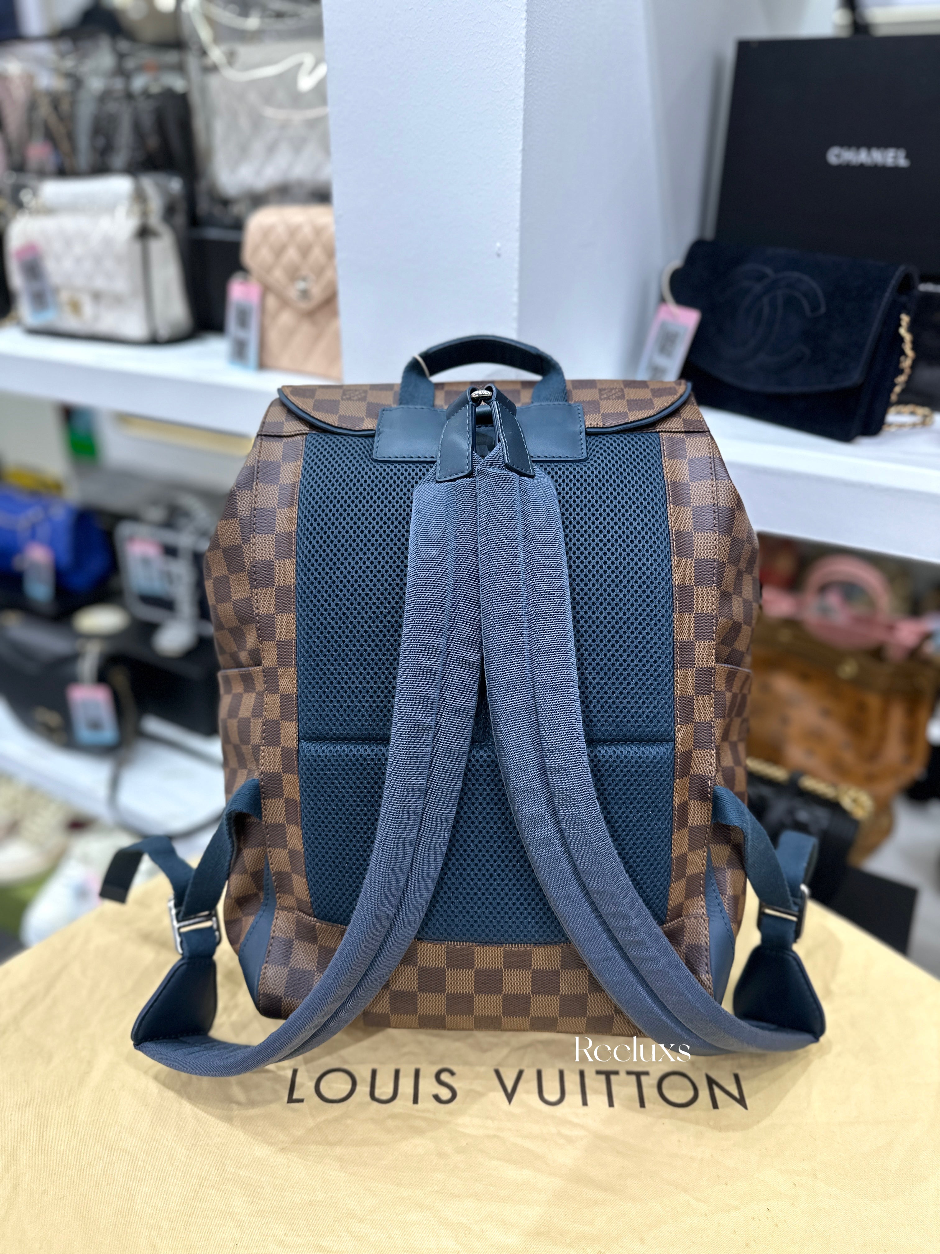 LOUIS VUITTON Runner Backpack Damier Ebene Canvas