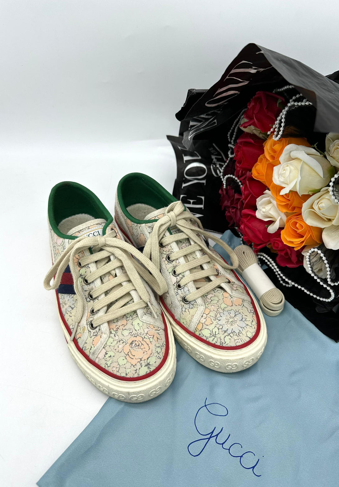 GUCCI (WMNS) Liberty of London x Gucci Tennis 1977 'Floral - Mint Green Size 39 - Reeluxs 