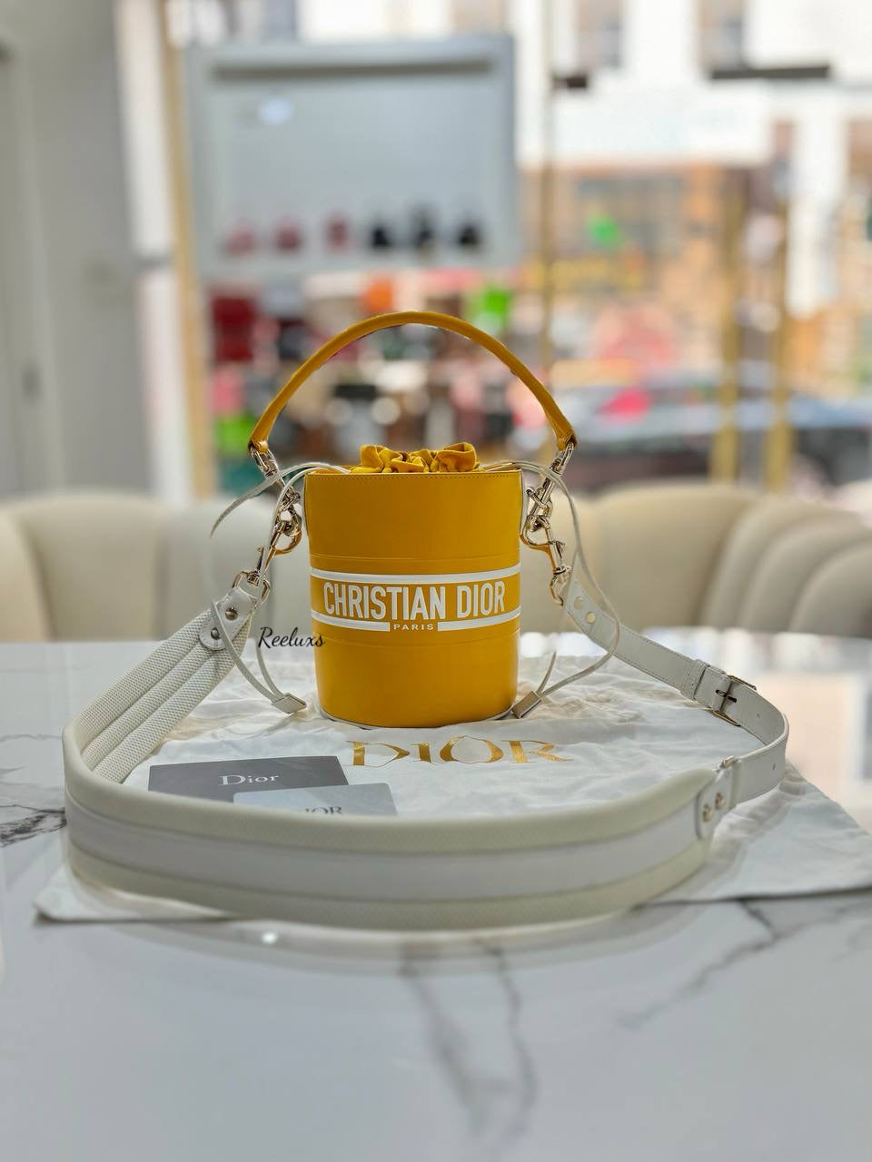 DIOR Small Vibe Bucket Bag Yellow Smooth Calfskin - Women