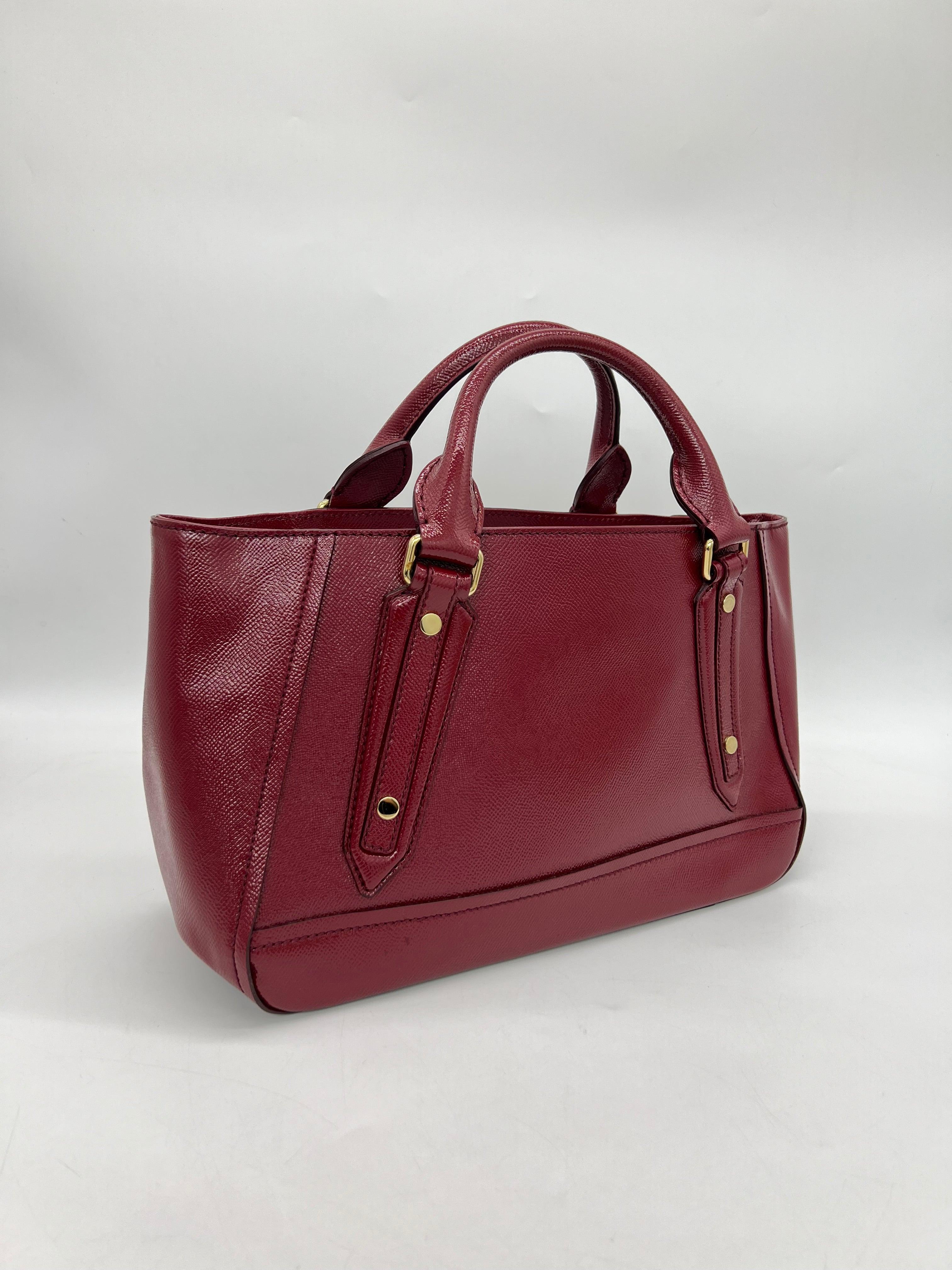 BURBERRY Red Patent Leather Somerford Convertible Tote - Reeluxs 