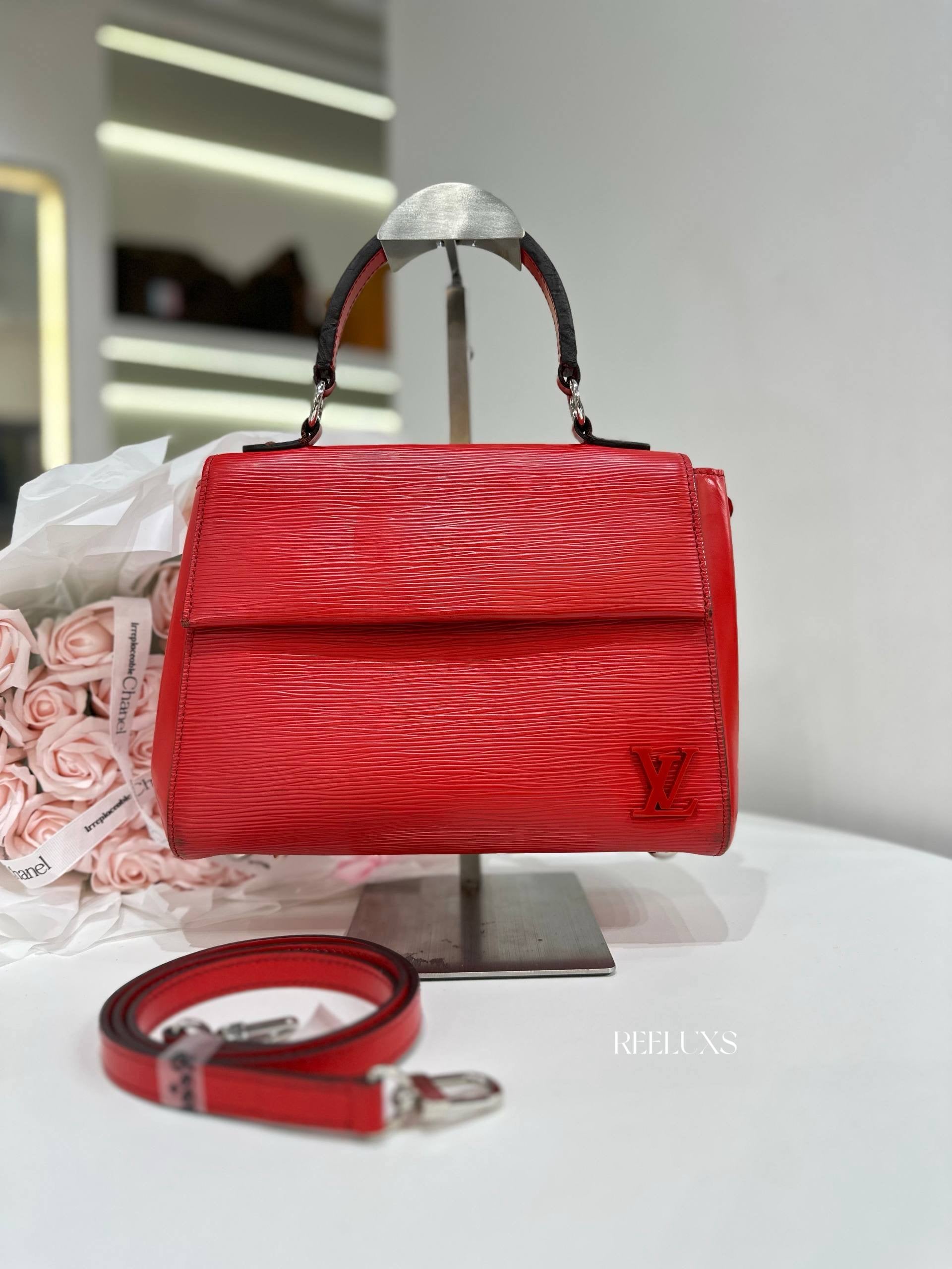 LOUIS VUITTON  LV Cluny BB Red Epi Leather Top Handle Bag