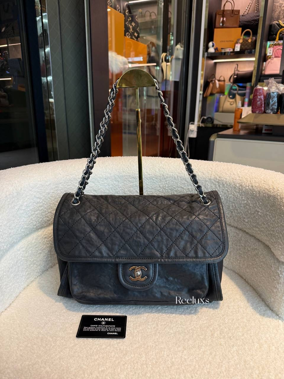 Chanel Black Quilted Calfskin Leather Natural Beauty Large Flap Bag