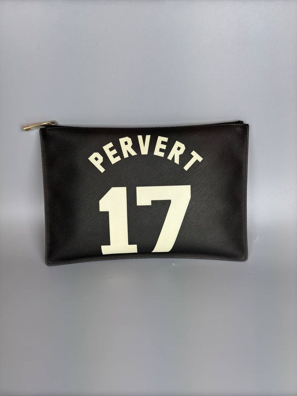 GIVENCHY Black Coated Canvas ' Pervert 17 ' Zip Pouch Clutch Bag