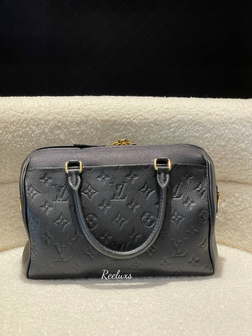 LOUIS VUITTON LV  Monogram Black Empreinte Speedy 25 Bandouliere Handbag