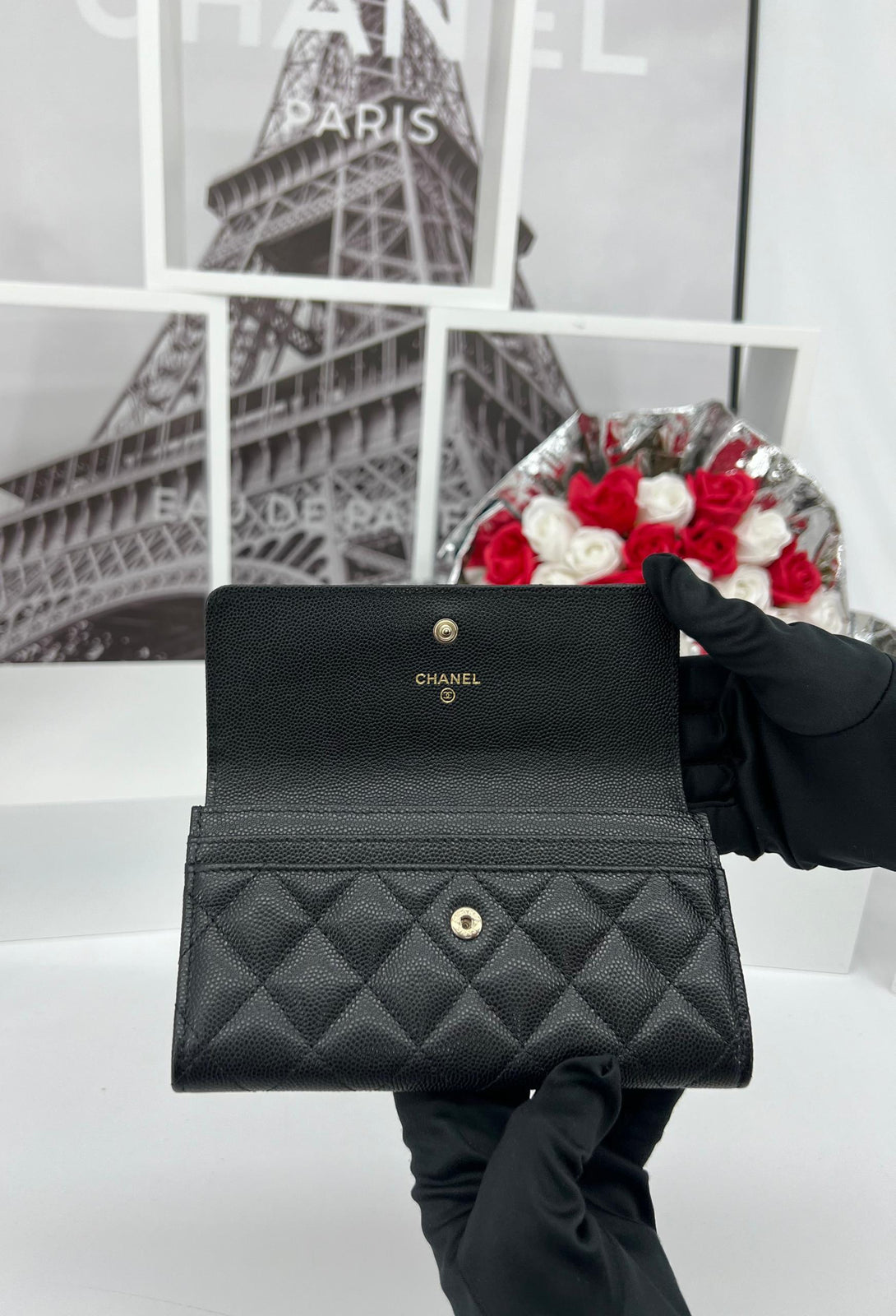 CHANEL As New Black Caviar Wallet For Lady- Full Set - Reeluxs 