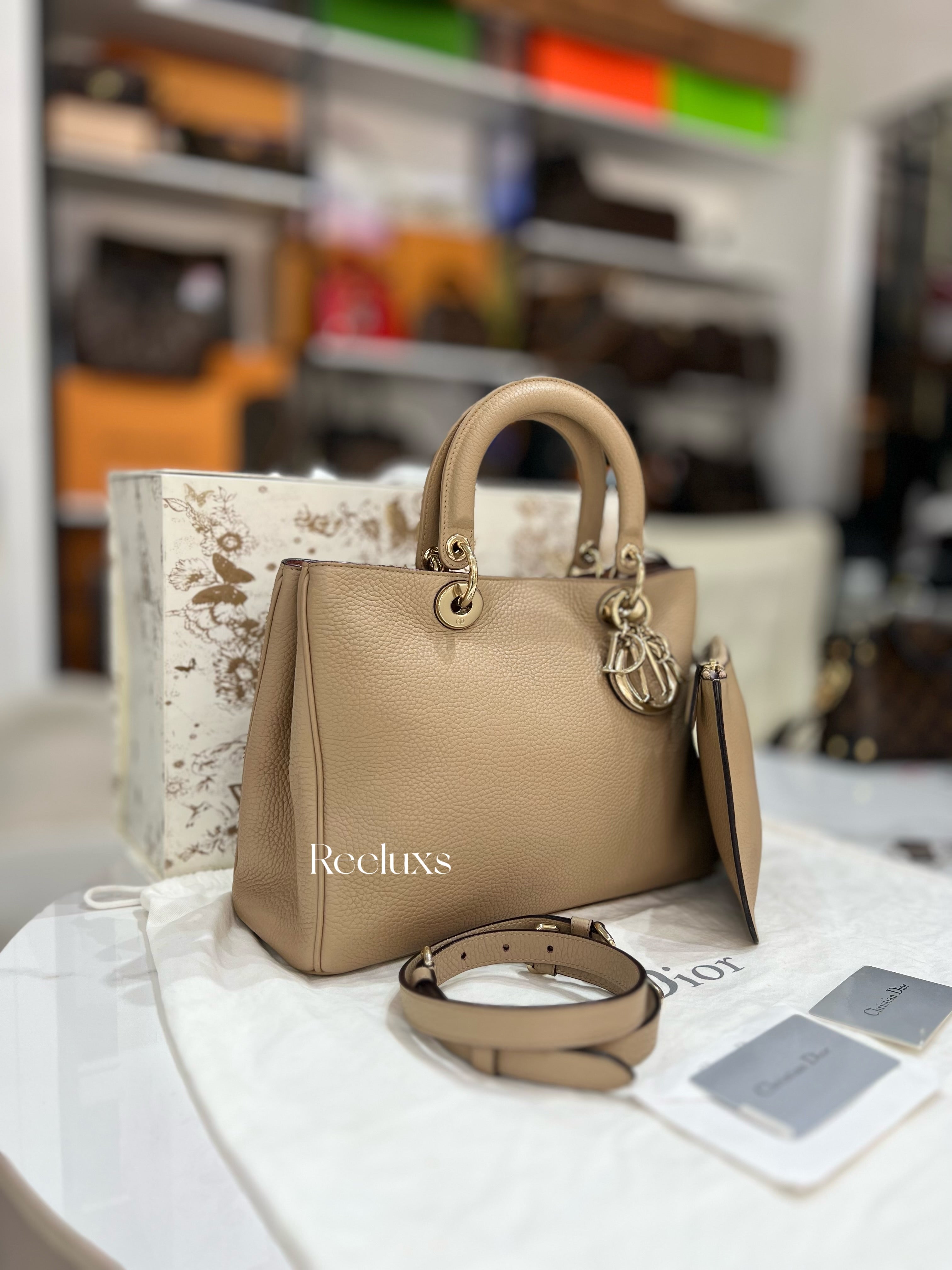 CHRISTIAN DIOR Diorissimo Medium Beige Leather