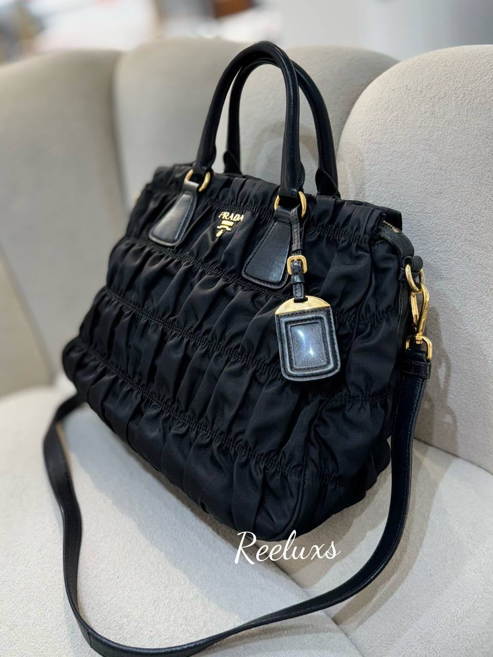 PRADA Tessuto Gaufre Nylon Handbag - Shoulder Bag ( 2-Way )
