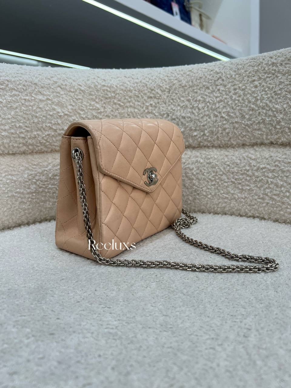 CHANEL Mini Single Flap Bag In Beige Lambskin Leather With Silver-Tone Handware