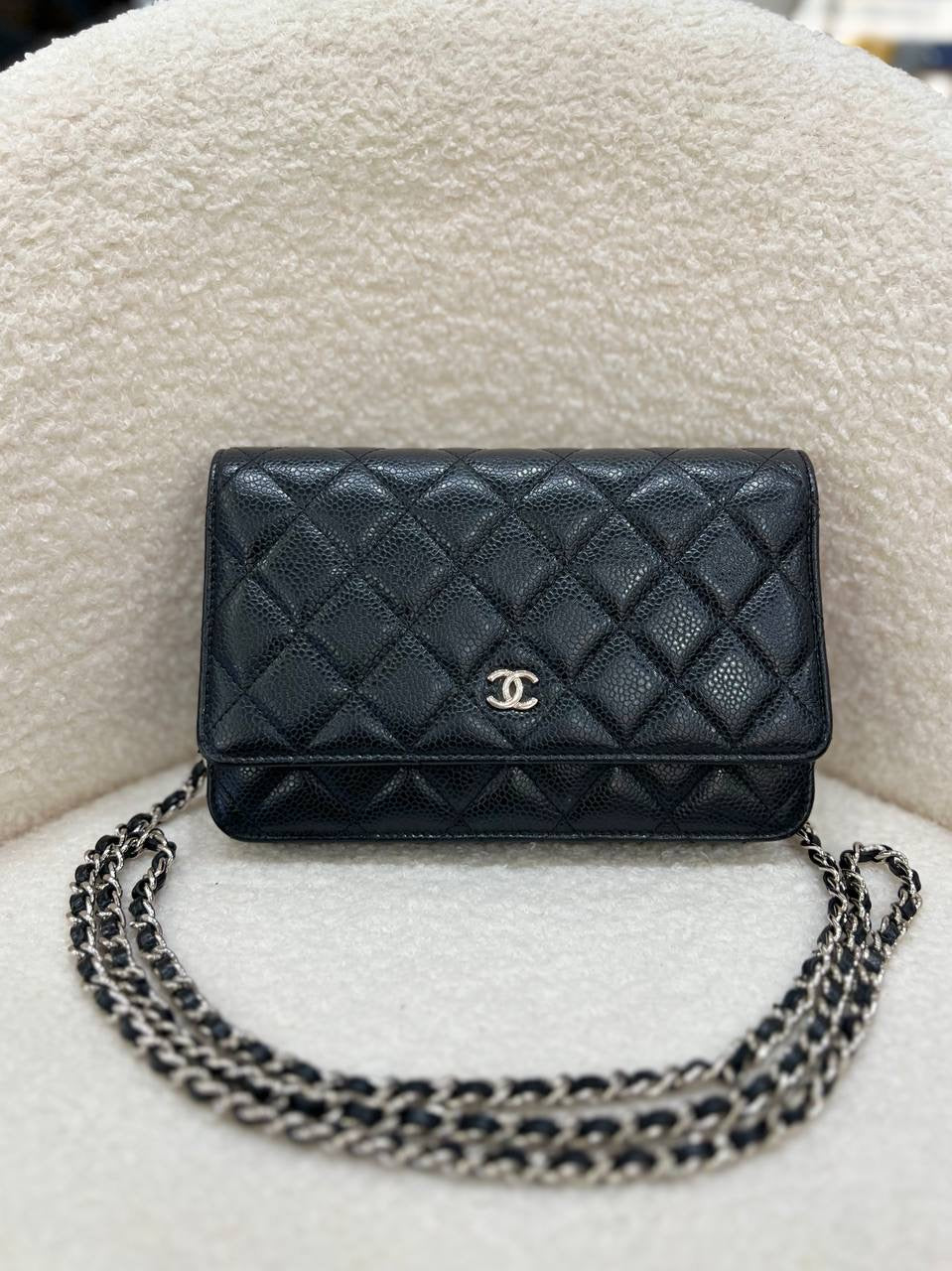 CHANEL Classic Wallet on Chain (WOC) in Black Caviar