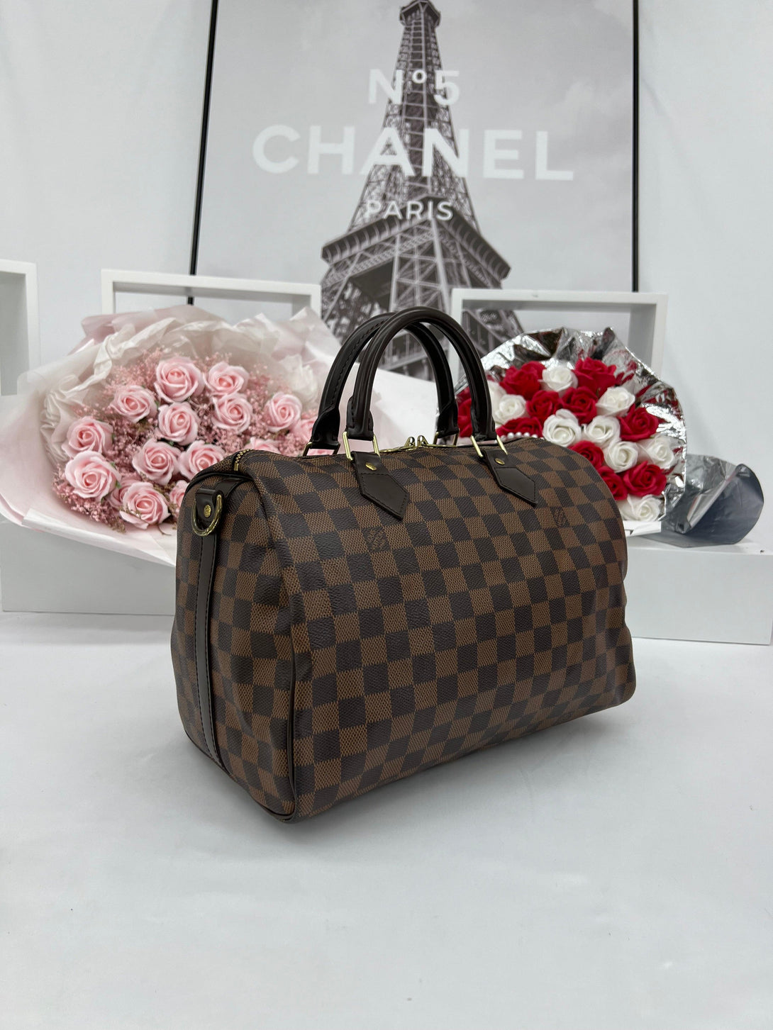 LOUIS VUITTON Speedy 30 Damier Ebene Canvas Monogram Handbag - Reeluxs 