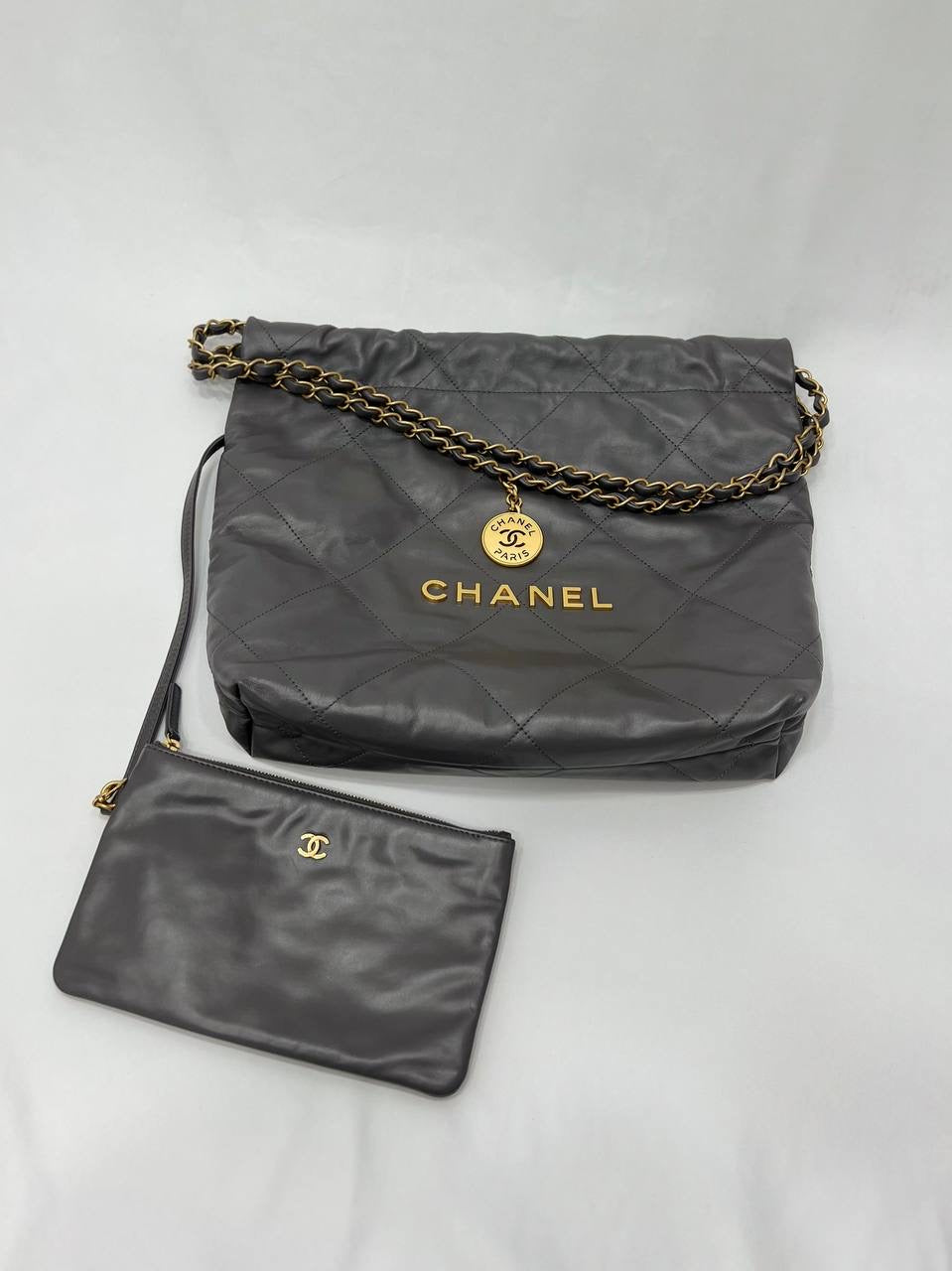 CHANEL 22 Microchip Small Tote Handbag In GHW