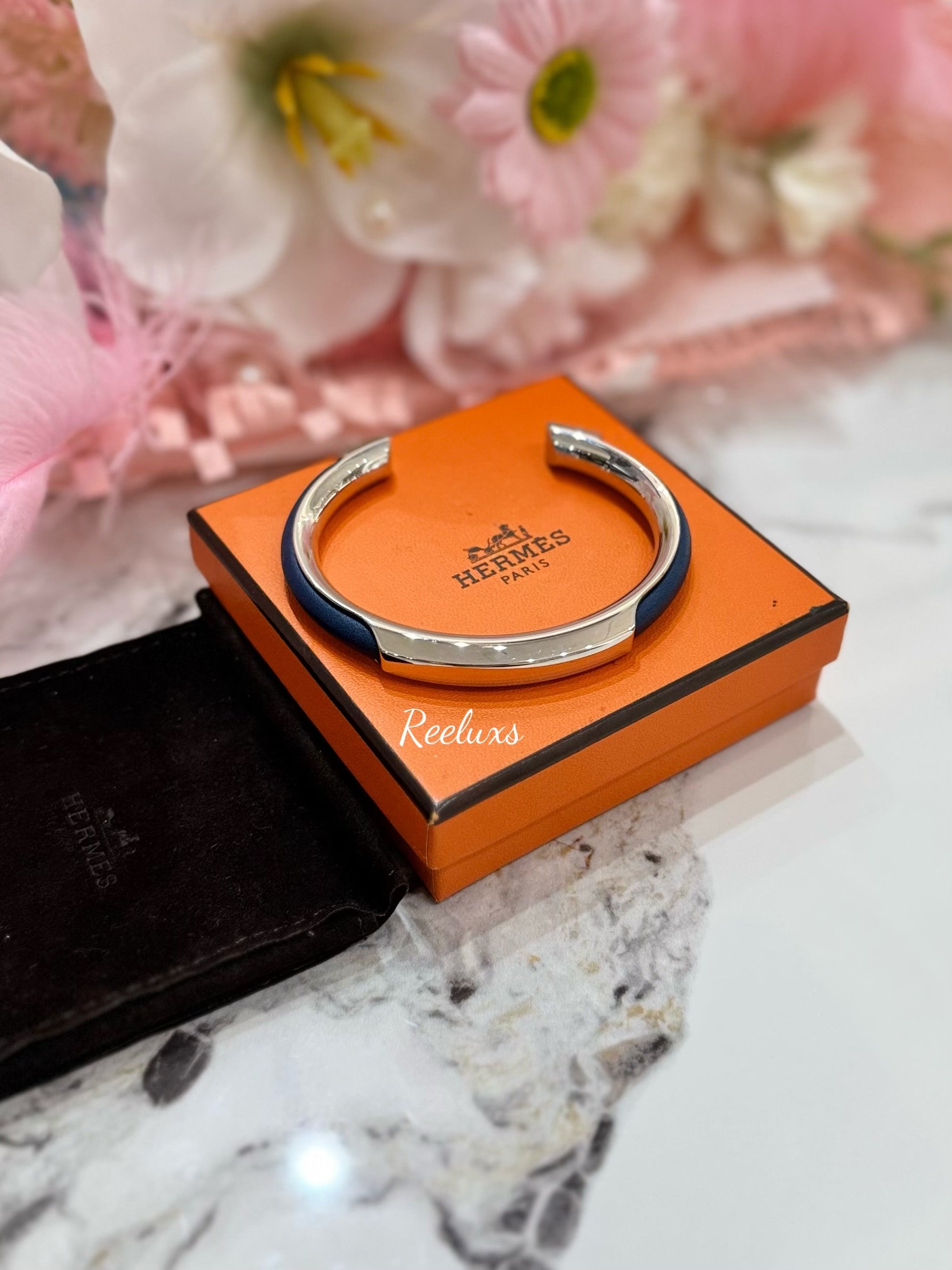 HERMES Swift Paris Tokyo Cuff Bracelet T5 Blue
