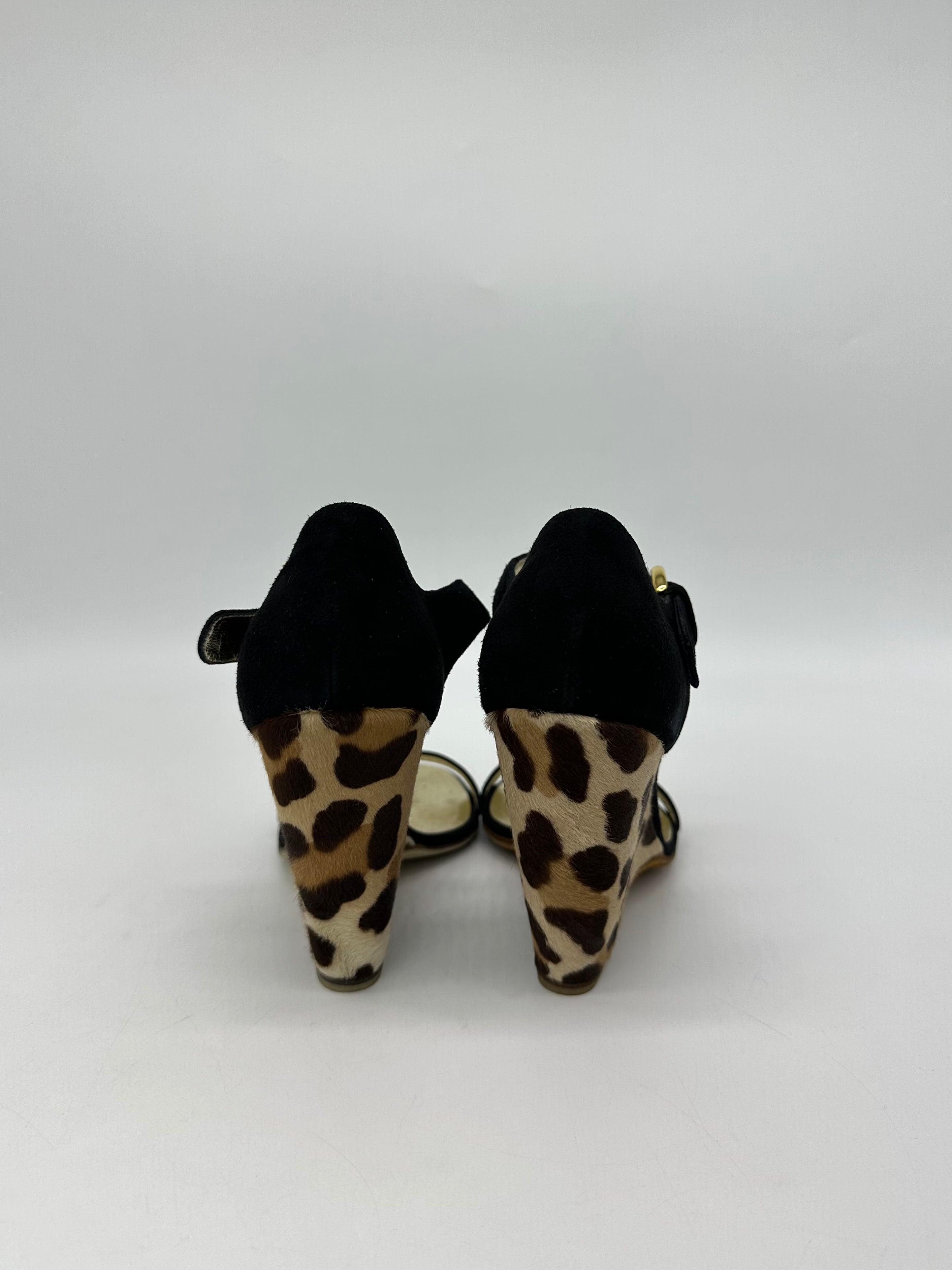 GIUSEPPE ZANOTTI Wedge Mary Janes Black Leopard print - Reeluxs 