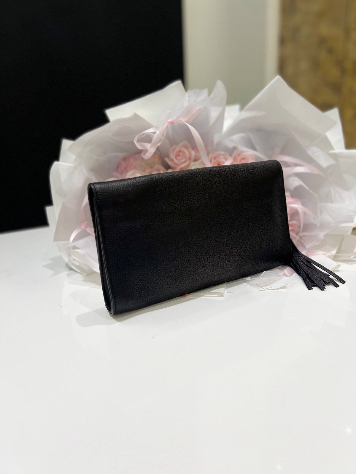 GUCCI Soho Leather Flap Clutch Bag