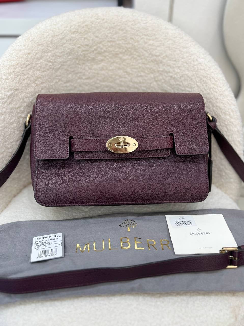 MULBERRY Bayswater Shoulder in Aubergine Grainy Calf Leather