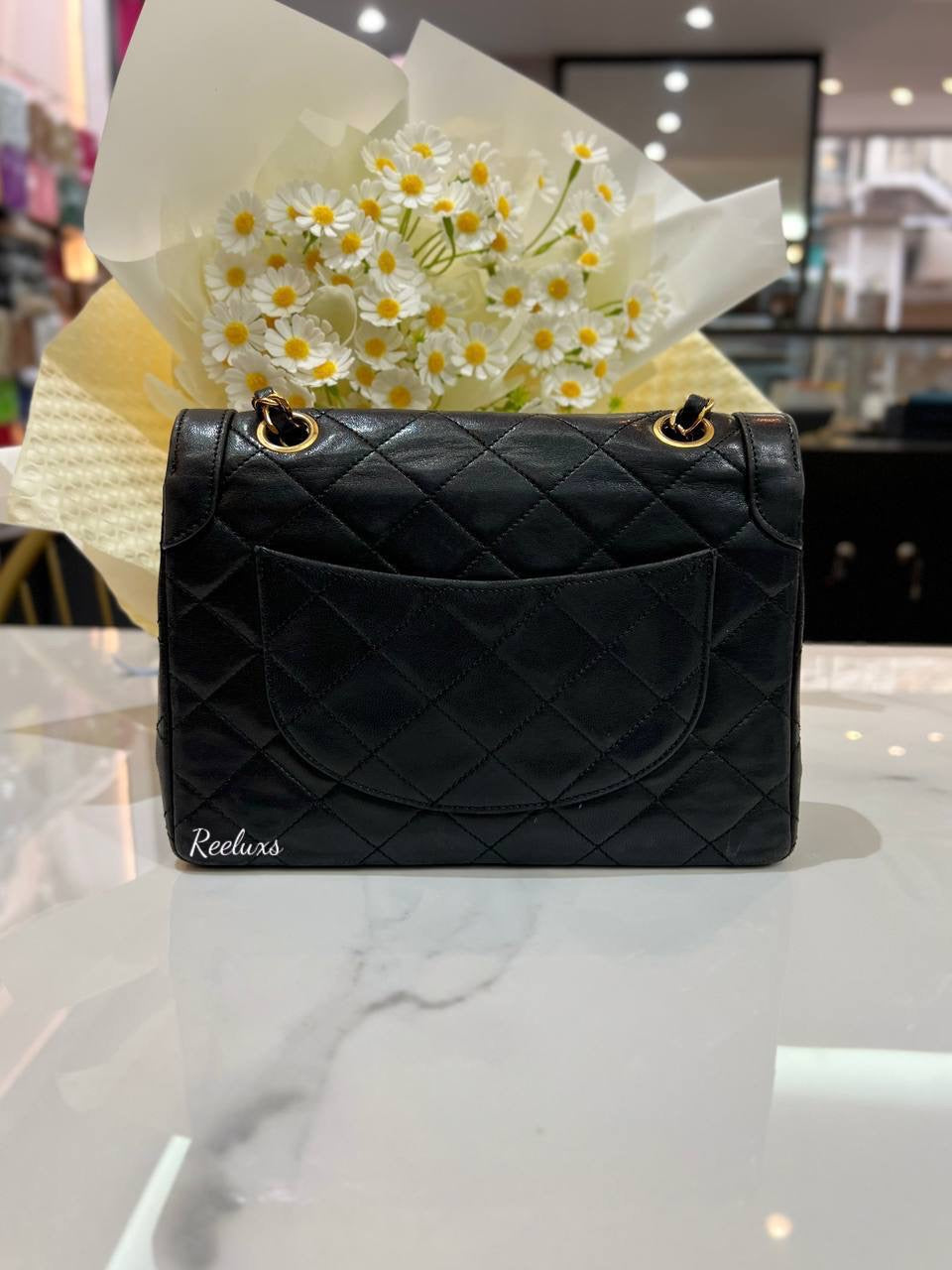 CHANEL  Vintage Paris  Limited Edition Double Flap Gold & Silver CC Gold Chain shoulder Bag