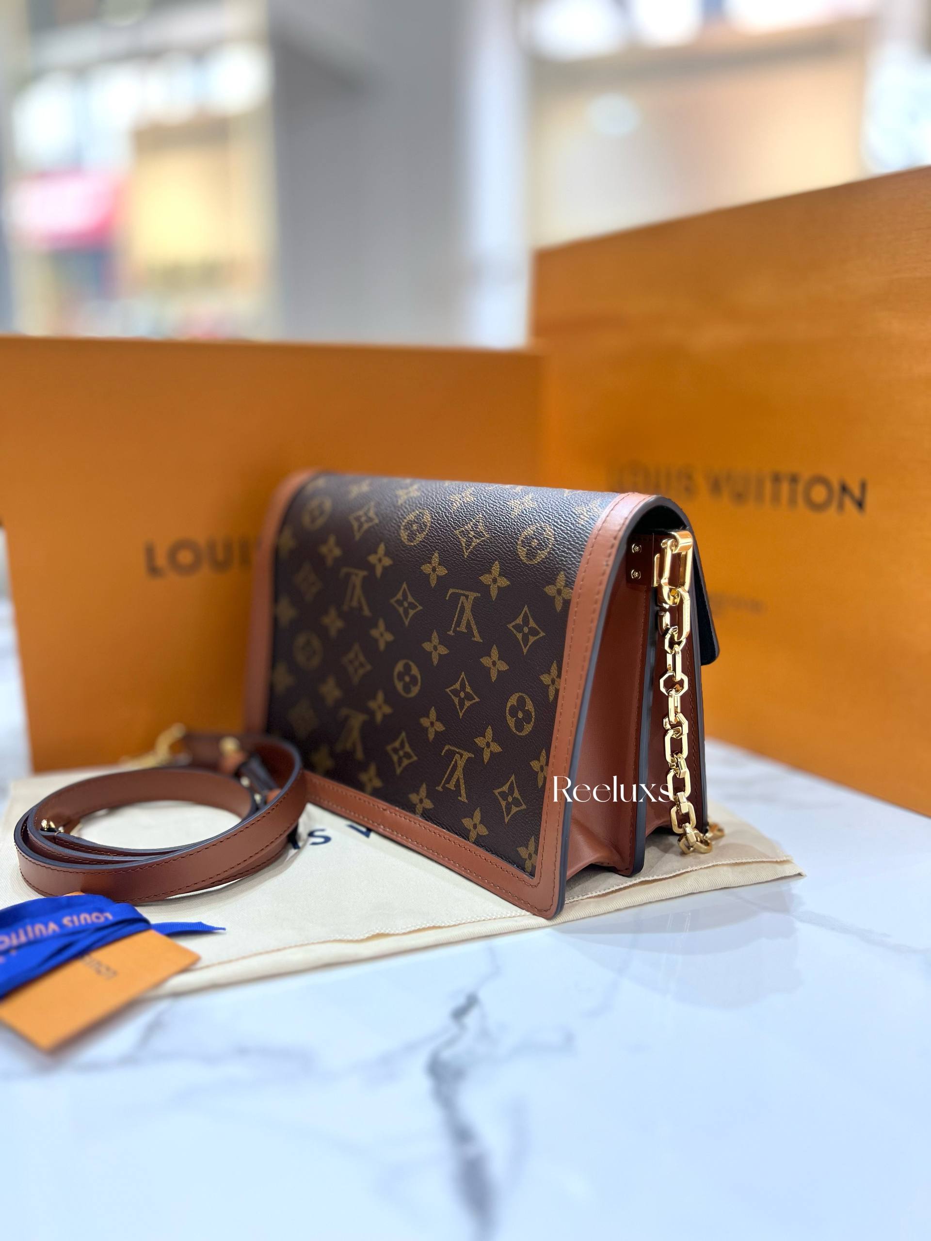 2024 Micrcochip NFC FULL SET LOUIS VUITTON LV Dauphine MM Other Monogram Canvas Shoulder Bag