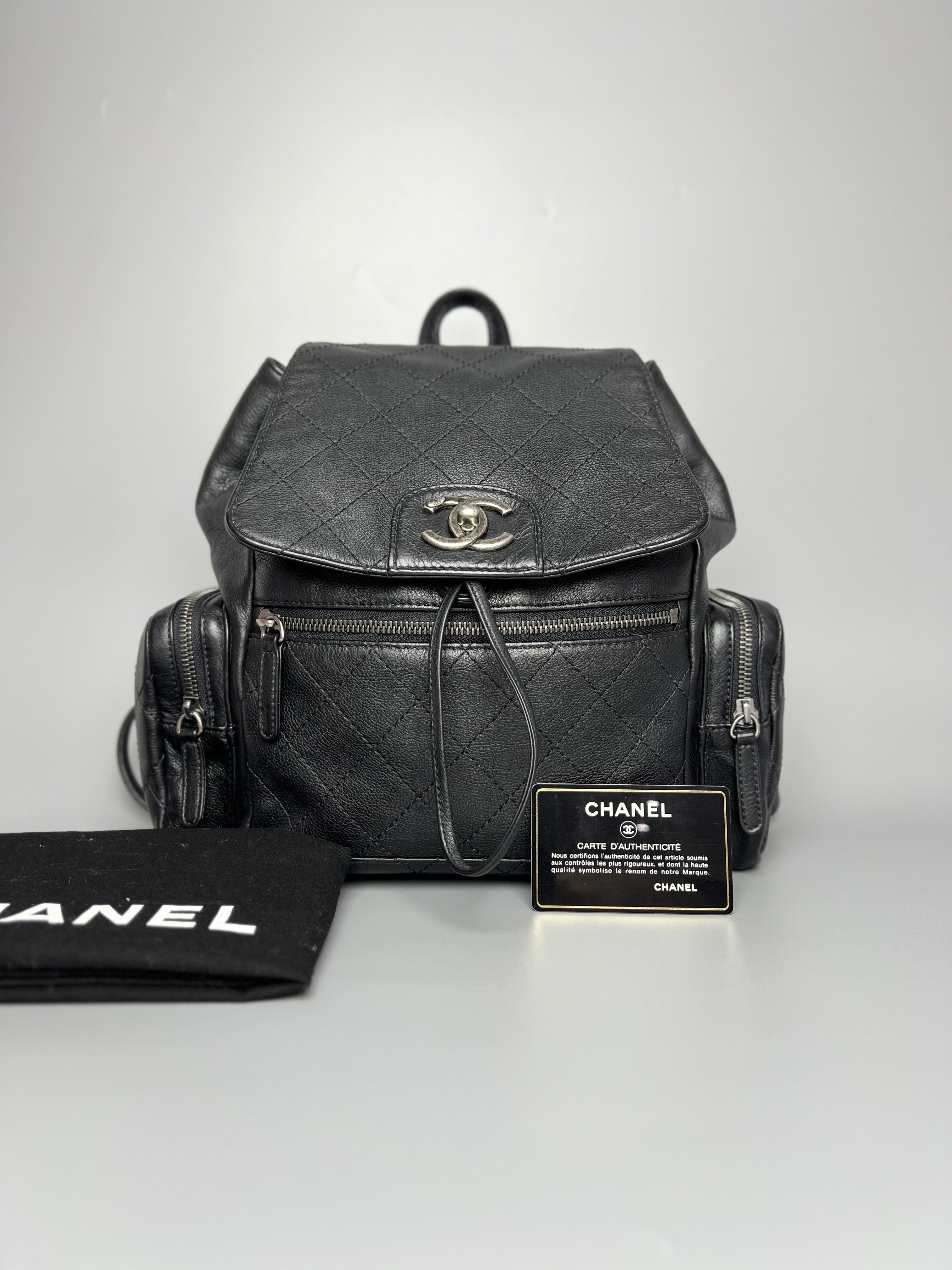 CHANEL Black Calfskin Cuba Pocket Backpack For Lady - Full Set - Reeluxs 