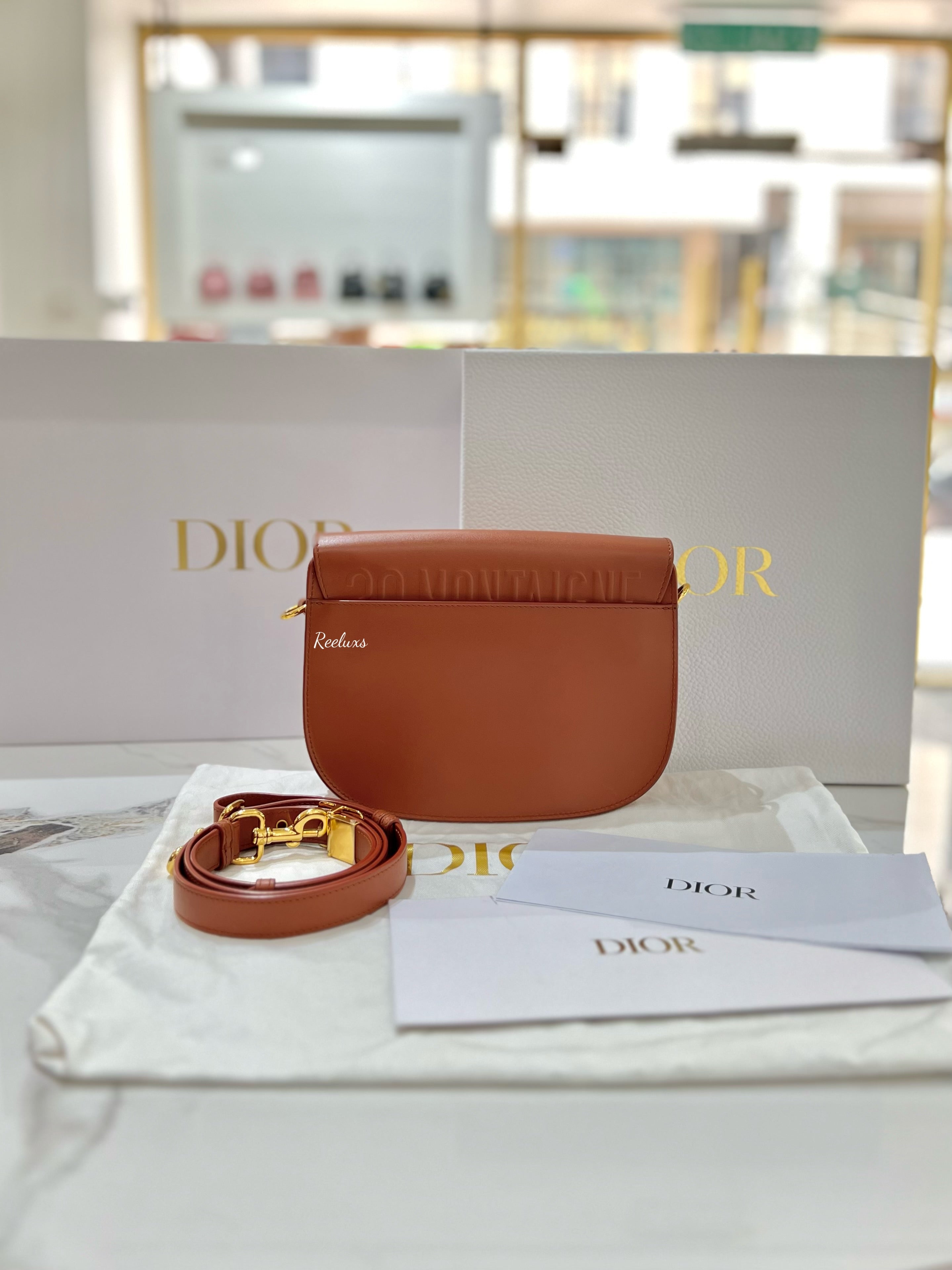 2023 FULL SET DIOR Women Medium Dior Bobby Bag Dark Tan Box Calfskin
