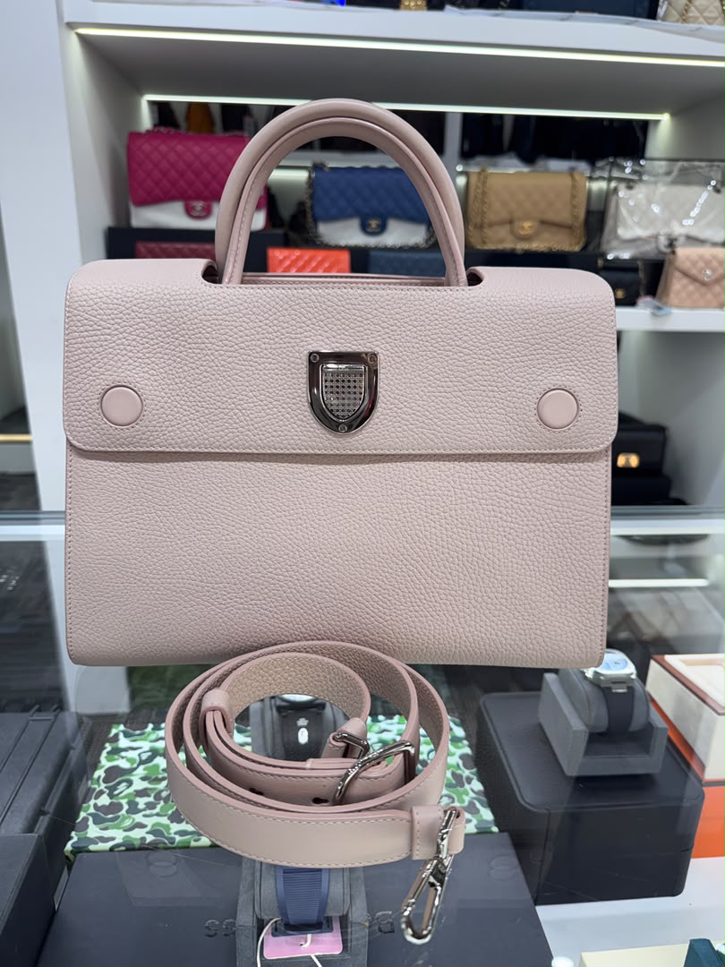 CHRISTIAN DIOR Diorever Pale Pink Grained Leather Handbag