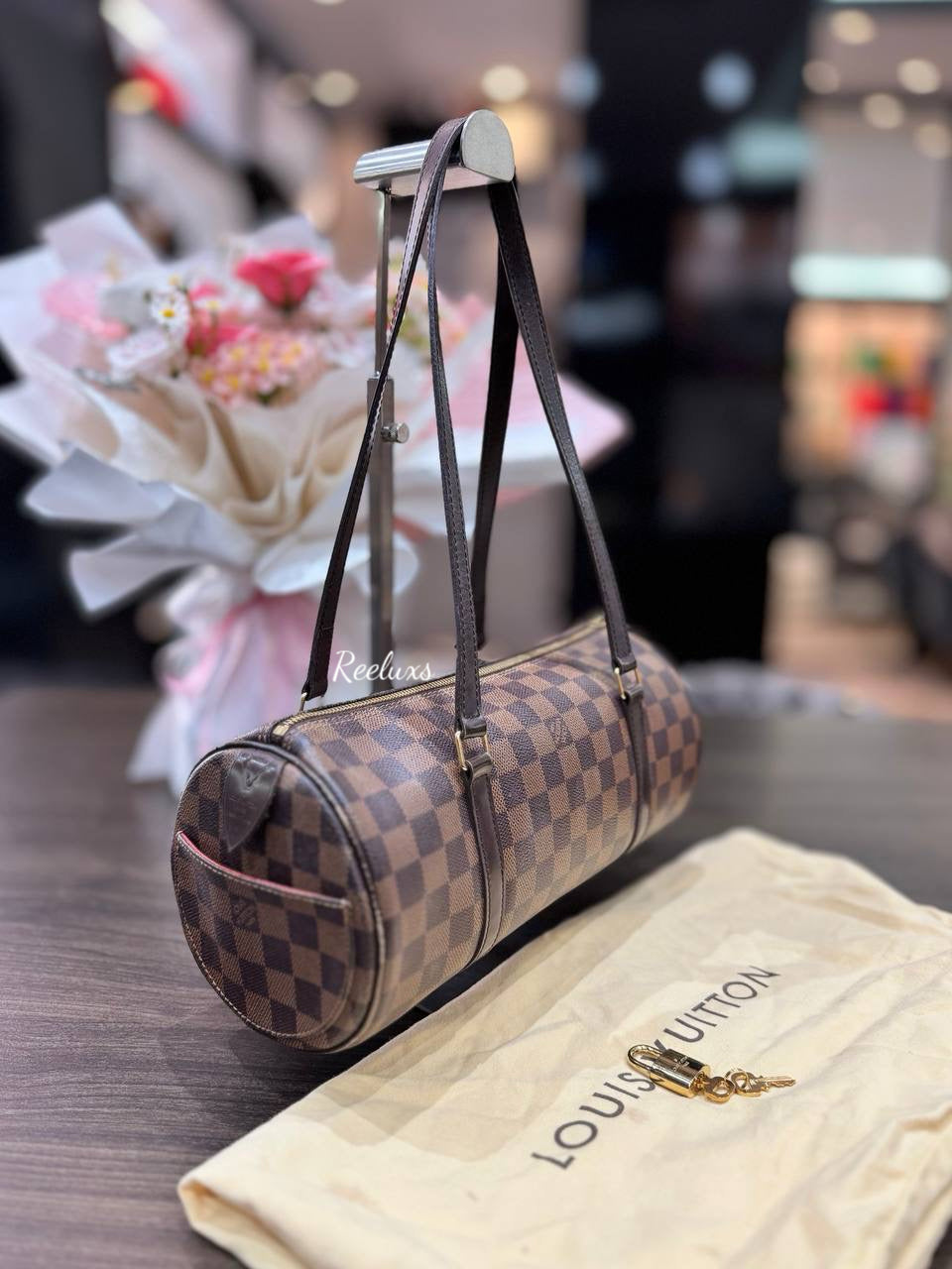 LOUIS VUITTON LV Damier Ebene Canvas Papillon 30 Handbag