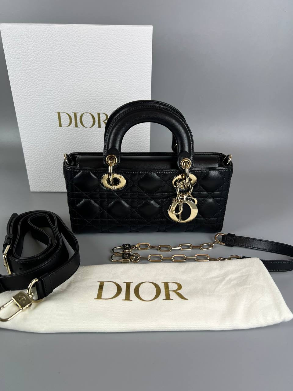 DIOR Small D-Joy Bag Black Cannage Lambskin  Handbag