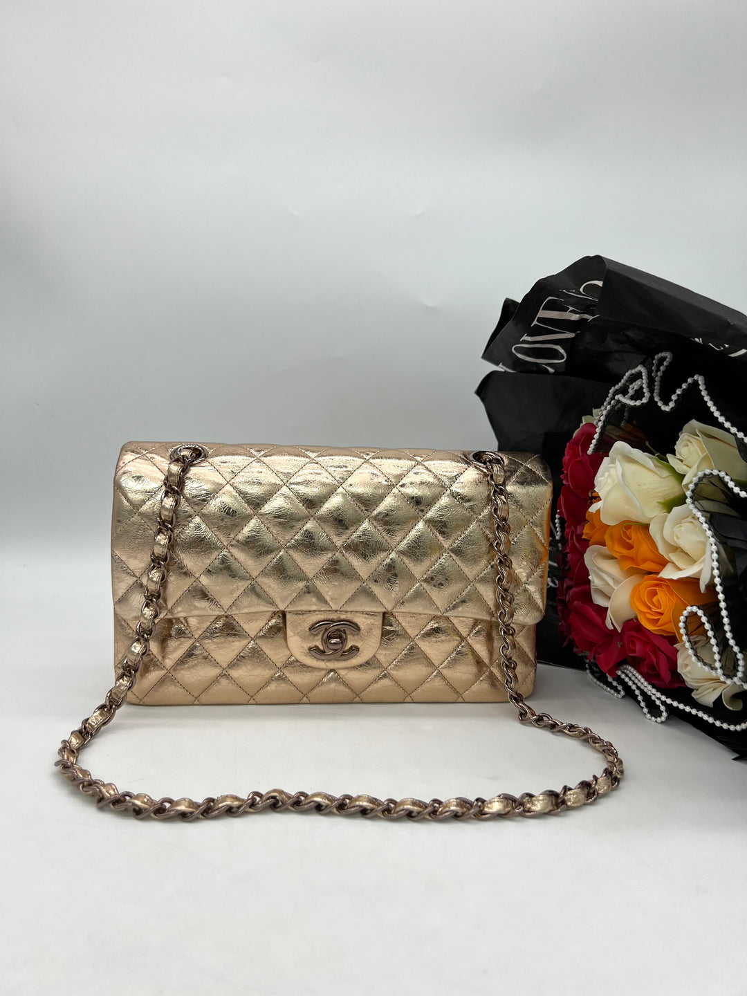 CHANEL Metallic Quilted Aged Calf Leather 226 Reissue 2.55 Flap Bag