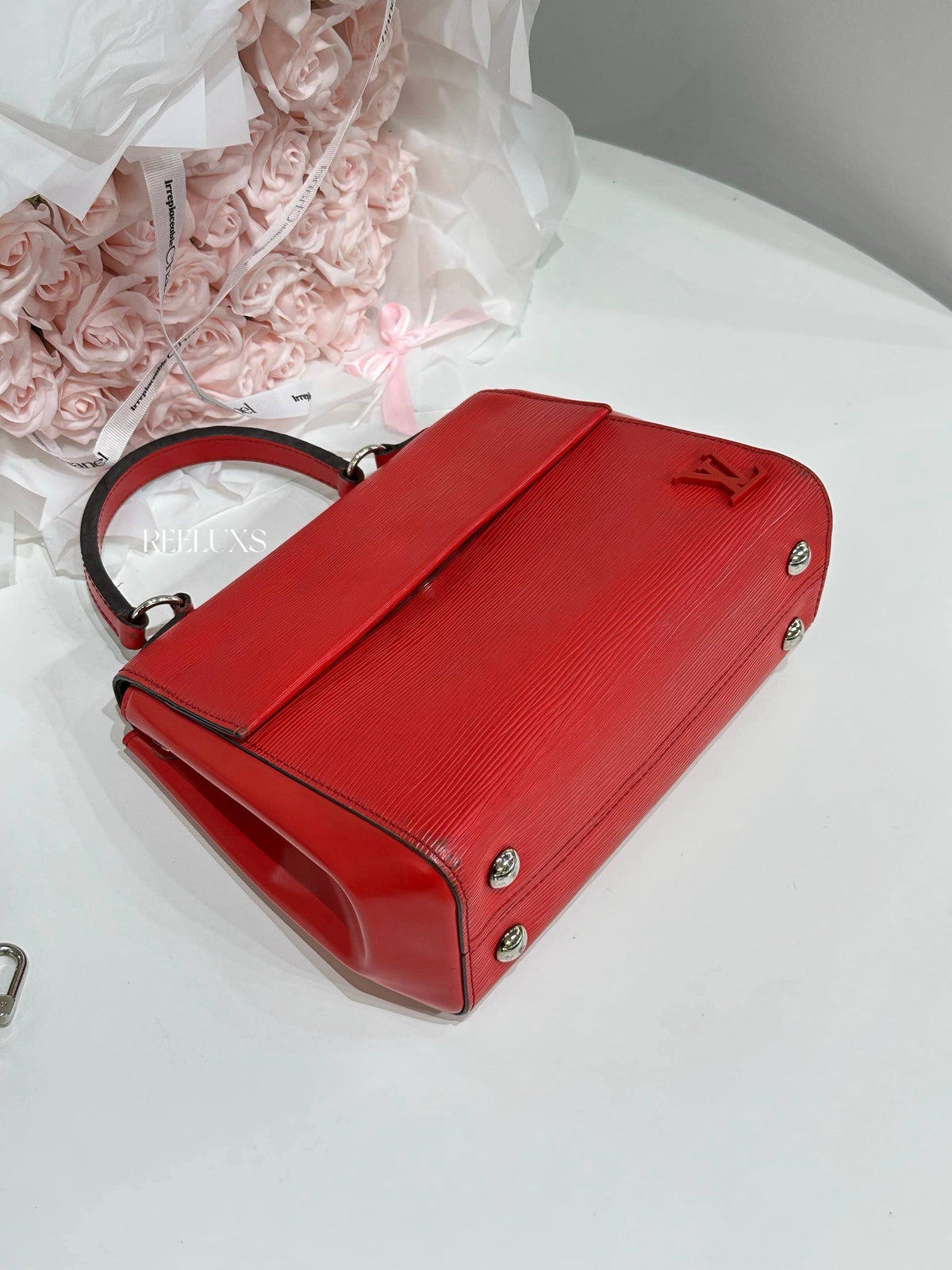 LOUIS VUITTON  LV Cluny BB Red Epi Leather Top Handle Bag